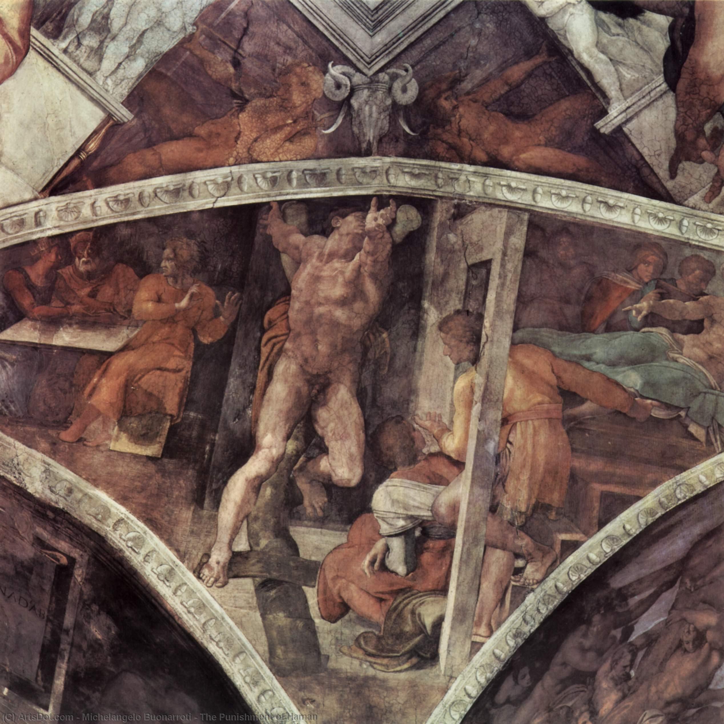 Buy Museum Art Reproductions The Punishment of Haman by Michelangelo Buonarroti (1475-1564, Italy) | ArtsDot.com