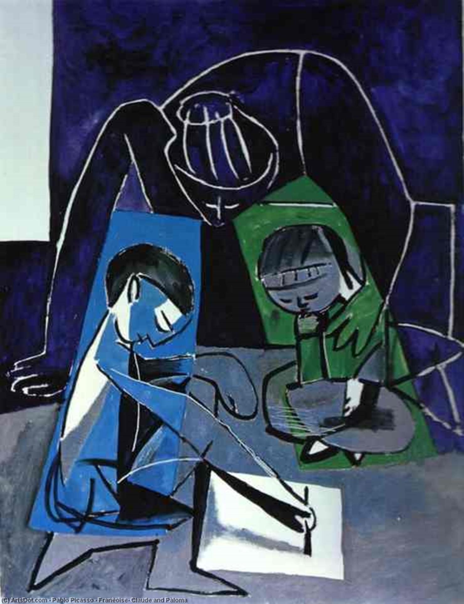 Order Oil Painting Replica Franèoise, Claude and Paloma by Pablo Picasso (Inspired By) (1881-1973, Spain) | ArtsDot.com