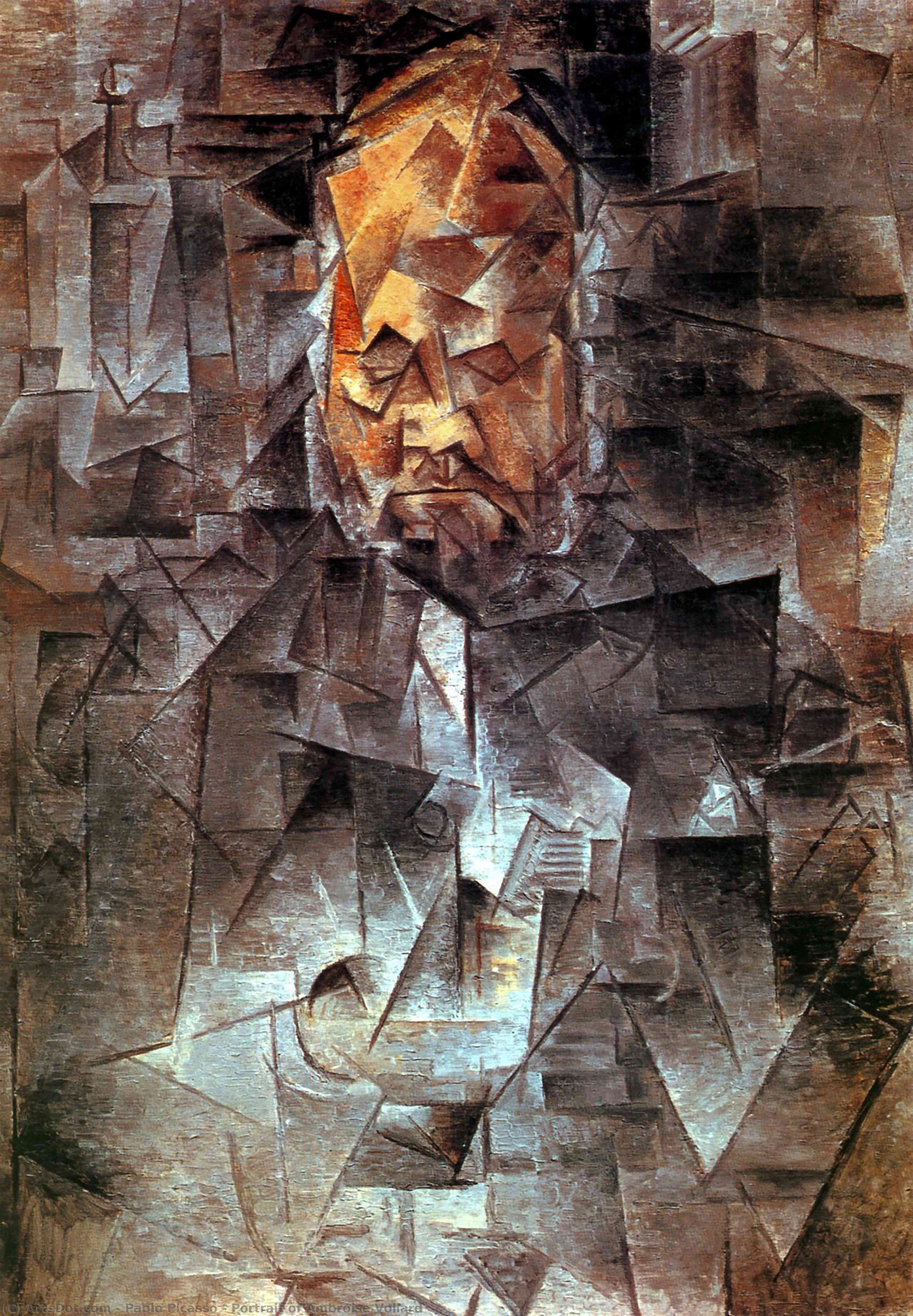 順序 「アート再現 Ambroise Vollardの肖像, 1910 バイ Pablo Picasso (に触発された) (1881-1973, Spain) | ArtsDot.com