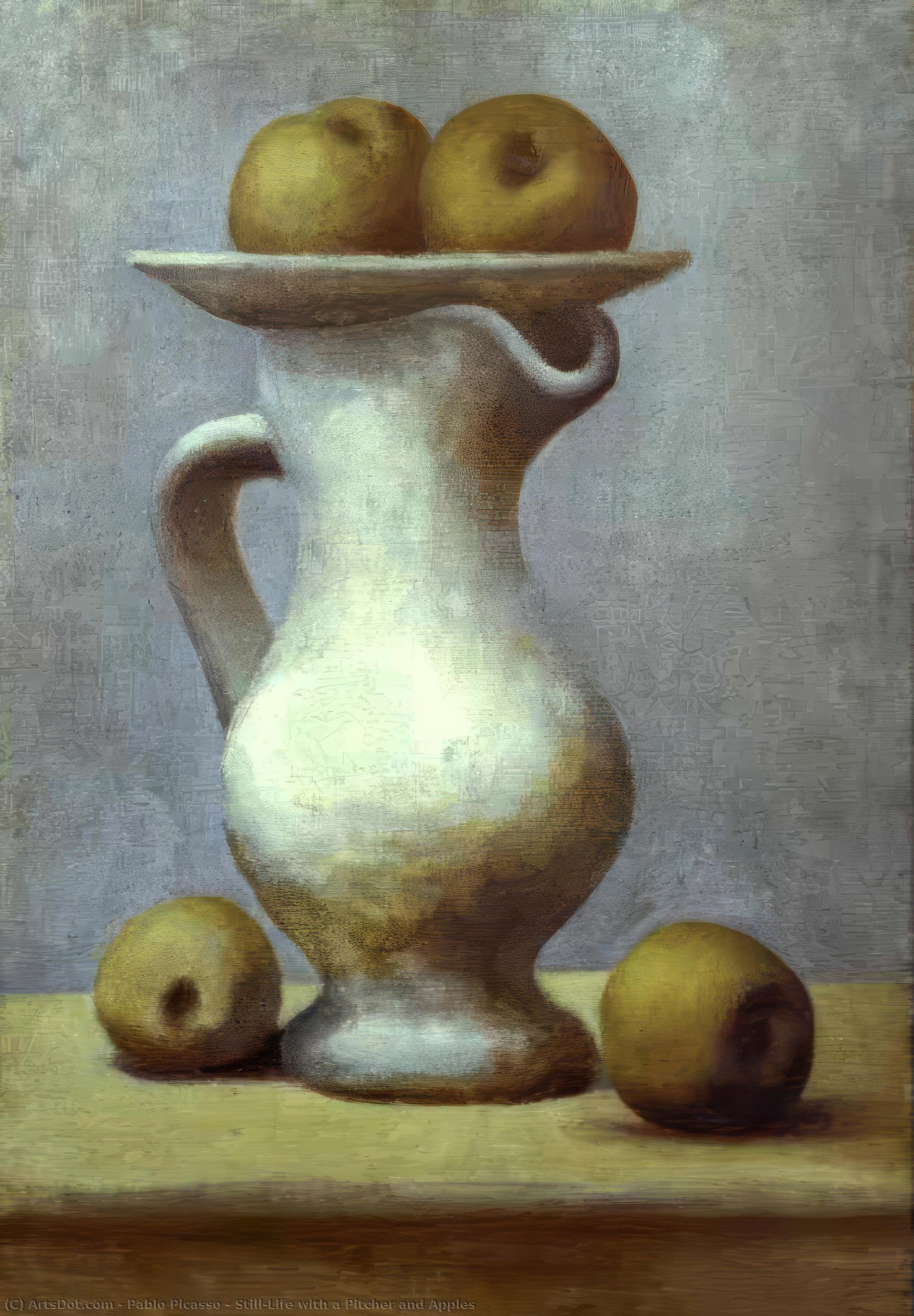 Order Oil Painting Replica Still-Life with a Pitcher and Apples by Pablo Picasso (Inspired By) (1881-1973, Spain) | ArtsDot.com
