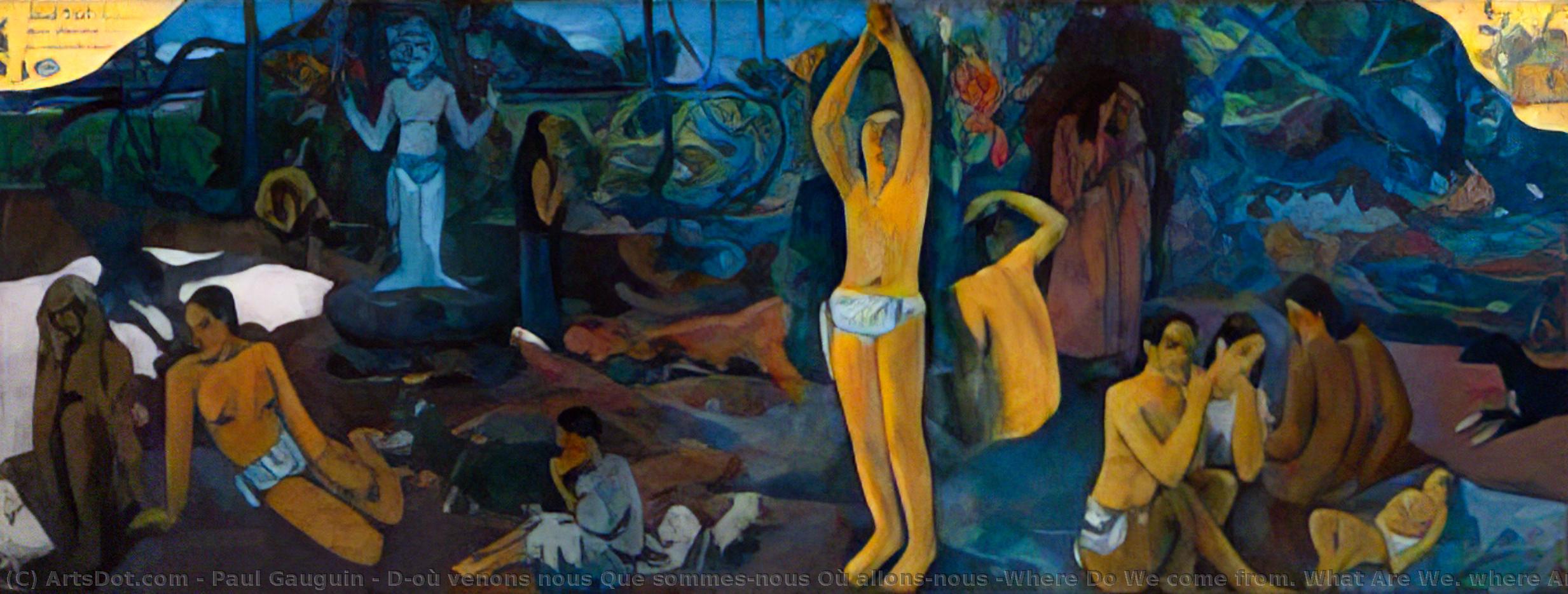 Order Oil Painting Replica D`où venons nous Que sommes-nous Où allons-nous (Where Do We come from. What Are We. where Are We Going) by Paul Gauguin (1848-1903, France) | ArtsDot.com