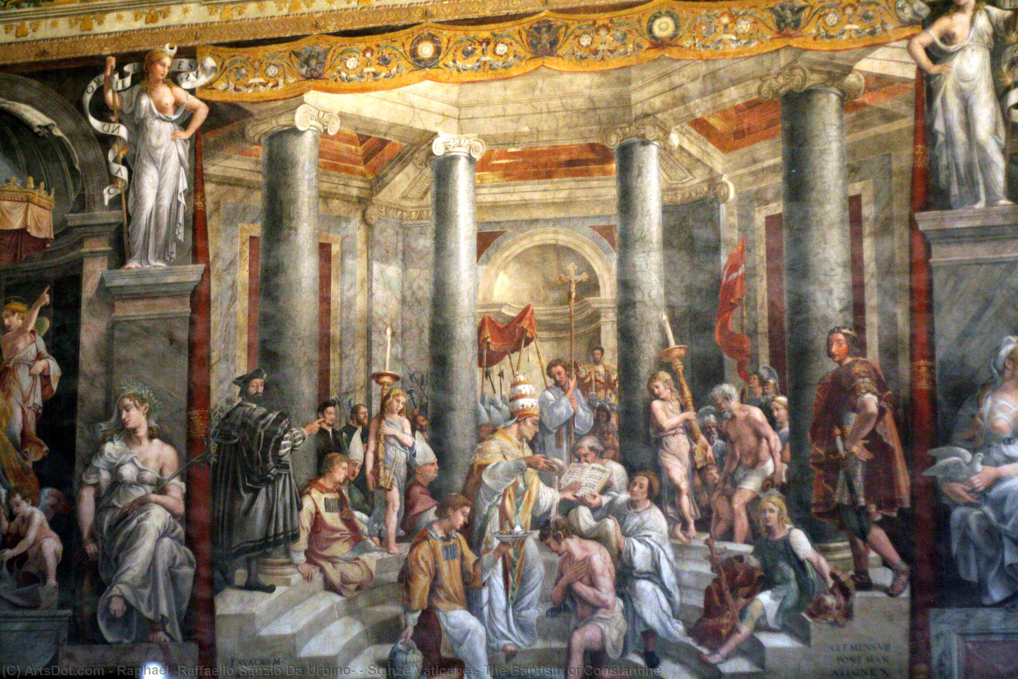 Order Oil Painting Replica Stanze Vaticane - The Baptism of Constantine by Raphael (Raffaello Sanzio Da Urbino) (1483-1520, Italy) | ArtsDot.com