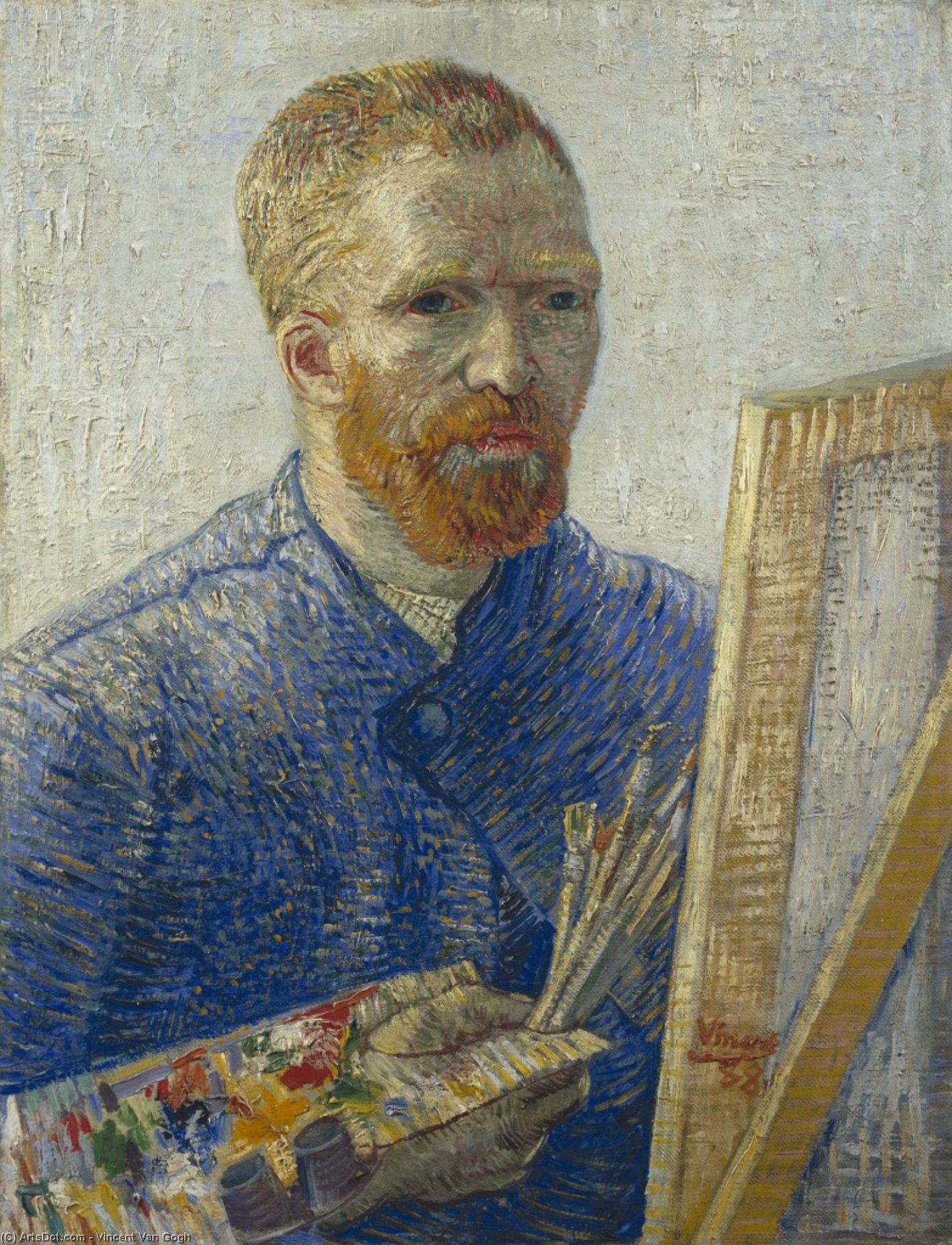 Buy Museum Art Reproductions Self-Portrait as an Artist [1887-88] by Vincent Van Gogh (1853-1890, Netherlands) | ArtsDot.com