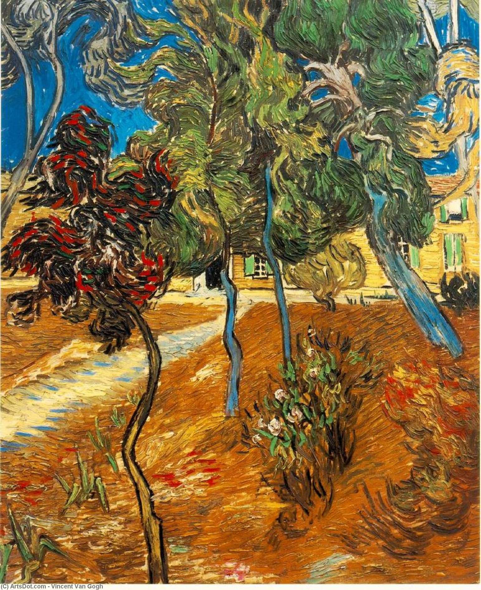 Order Oil Painting Replica Trees in the Asylum Garden, 1889 by Vincent Van Gogh (1853-1890, Netherlands) | ArtsDot.com