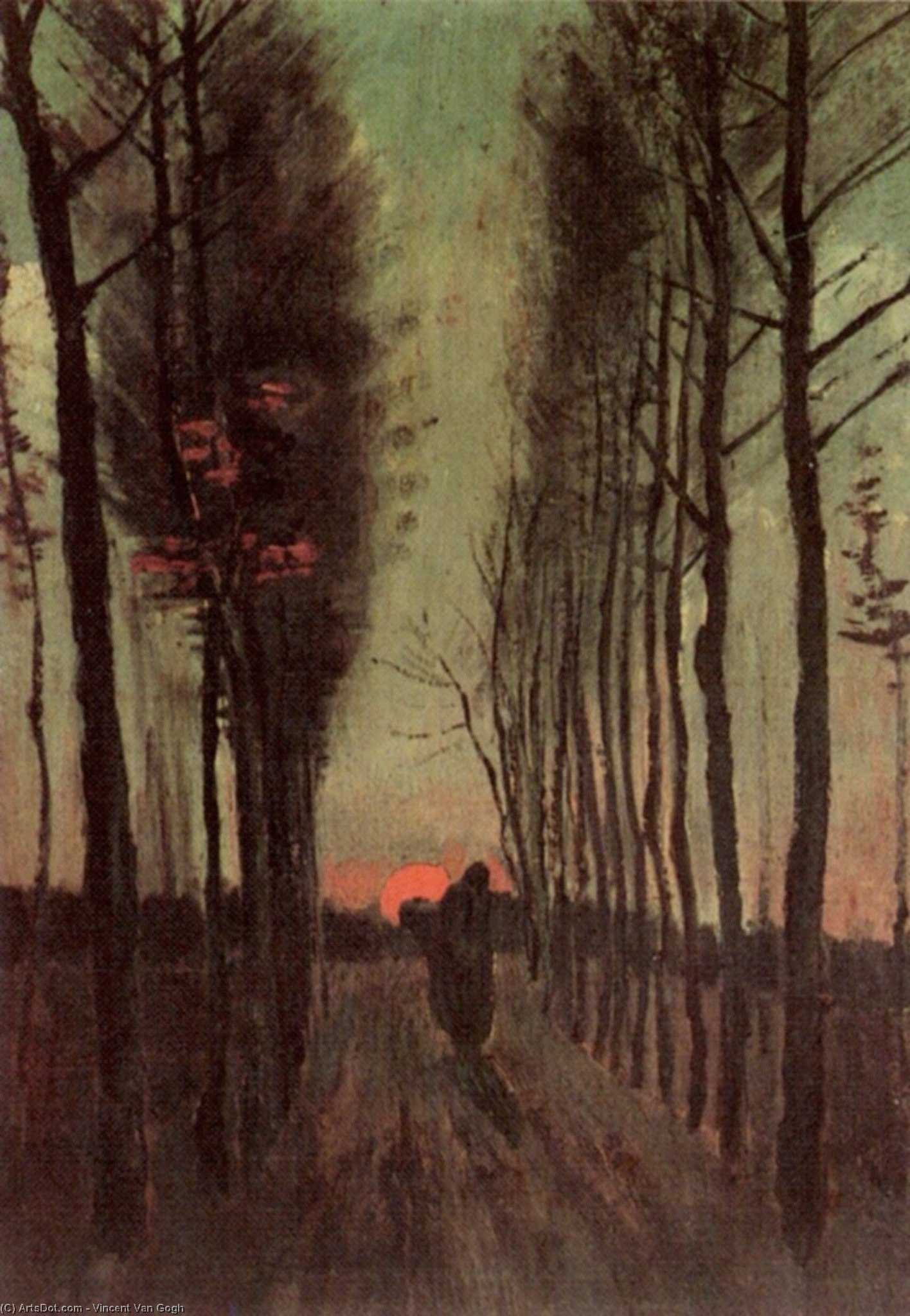 Order Paintings Reproductions Avenue of Poplars at Sunset, 1884 by Vincent Van Gogh (1853-1890, Netherlands) | ArtsDot.com