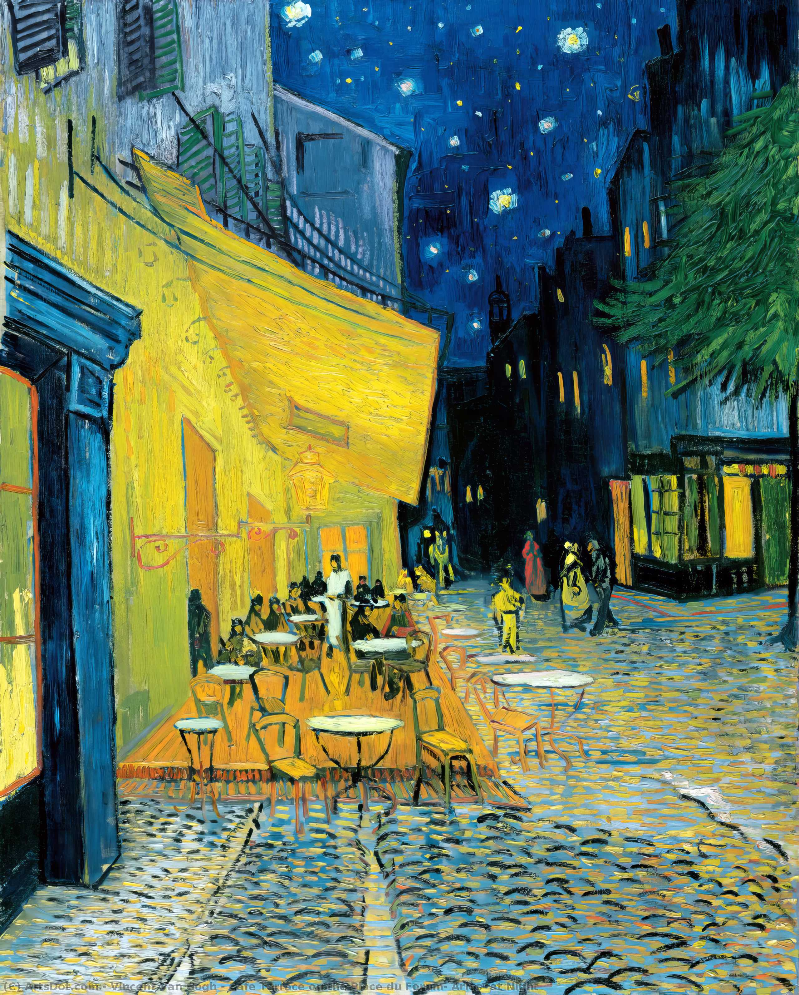 Bestellen Kunstreproduktionen Cafe Terrasse auf dem Place du Forum, Arles, bei Nacht, 1888 von Vincent Van Gogh (1853-1890, Netherlands) | ArtsDot.com
