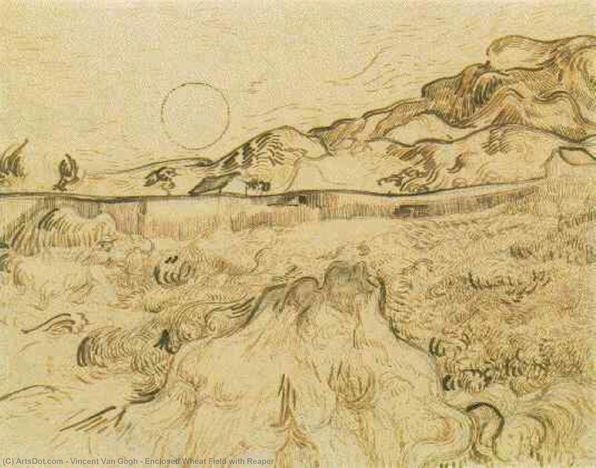 Buy Museum Art Reproductions Enclosed Wheat Field with Reaper, 1889 by Vincent Van Gogh (1853-1890, Netherlands) | ArtsDot.com