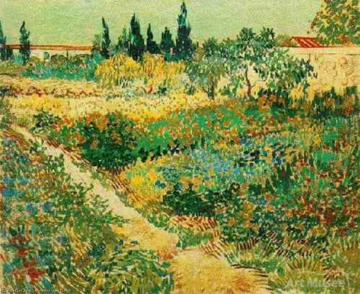 Order Paintings Reproductions Flowering Garden with Path by Vincent Van Gogh (1853-1890, Netherlands) | ArtsDot.com
