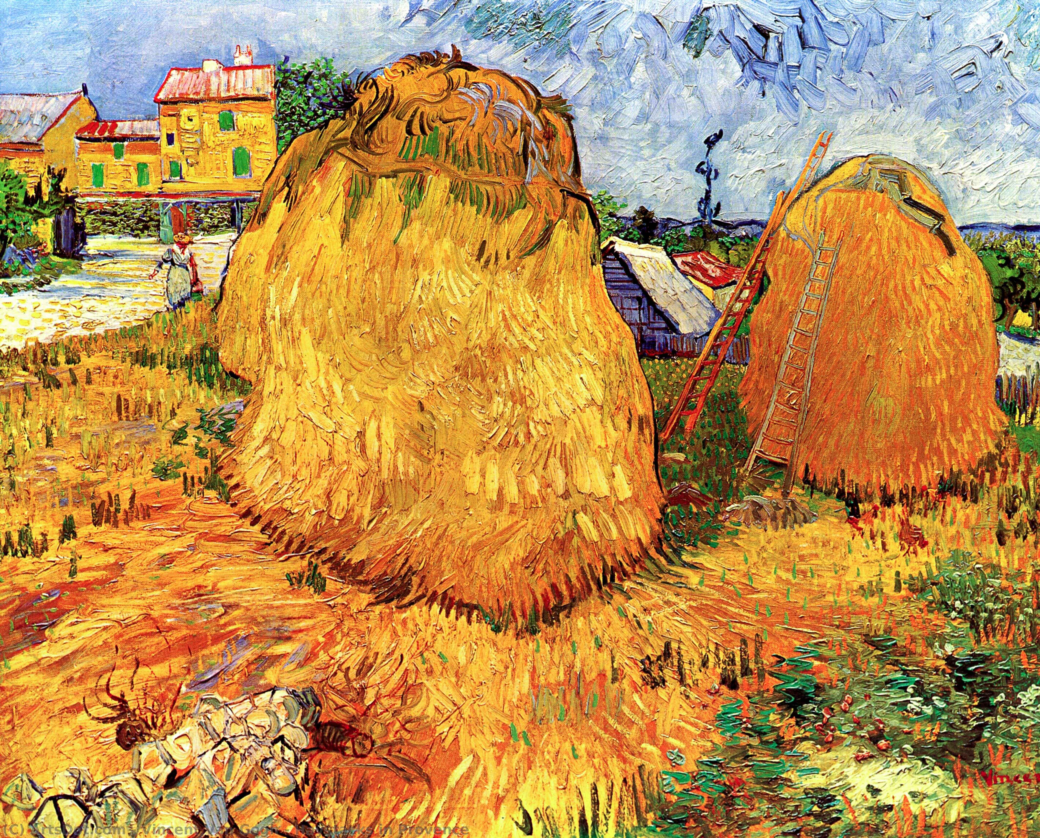 Order Art Reproductions Haystacks in Provence, 1888 by Vincent Van Gogh (1853-1890, Netherlands) | ArtsDot.com