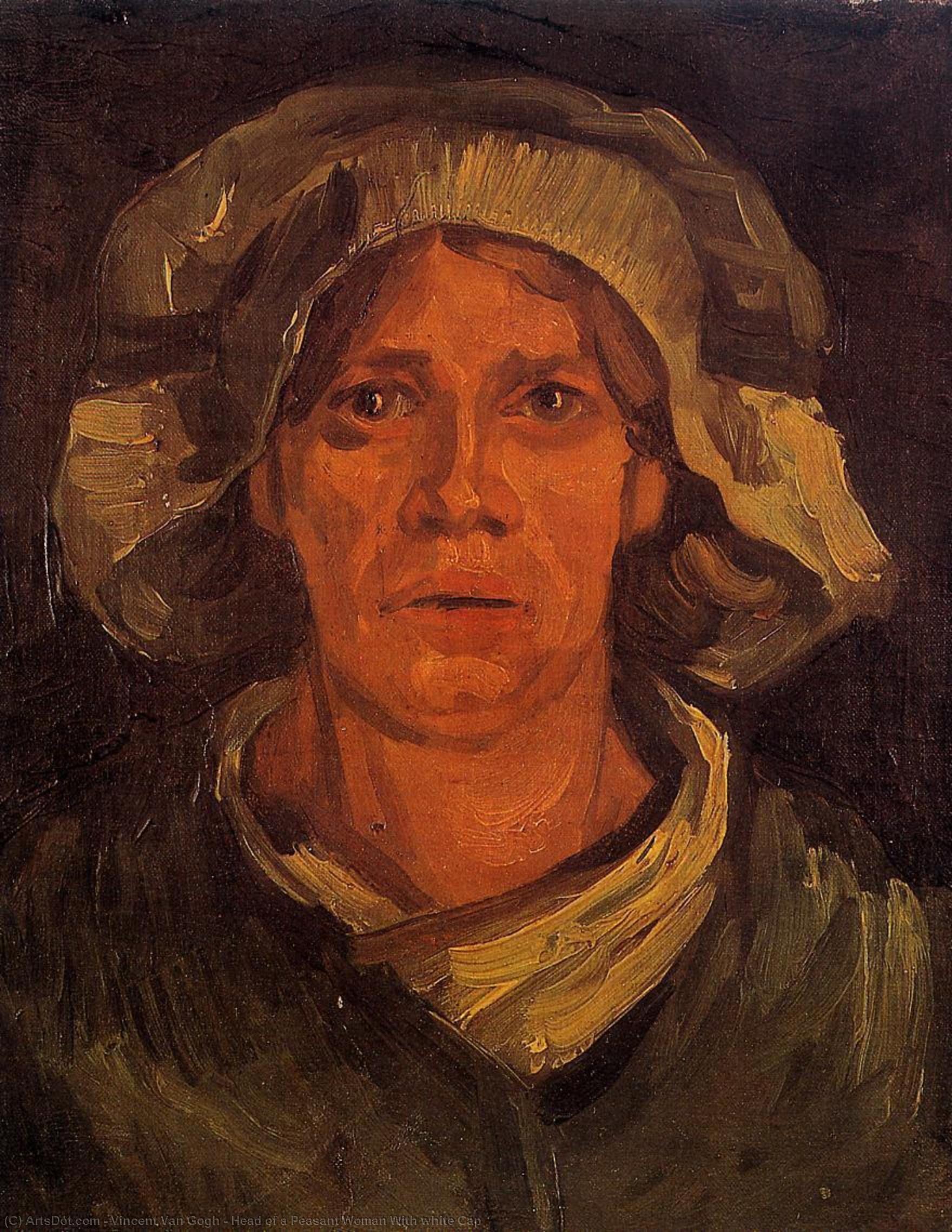 Pedir Reproducciones De Arte Head of a Peasant Woman With white Cap, 1885 de Vincent Van Gogh (1853-1890, Netherlands) | ArtsDot.com