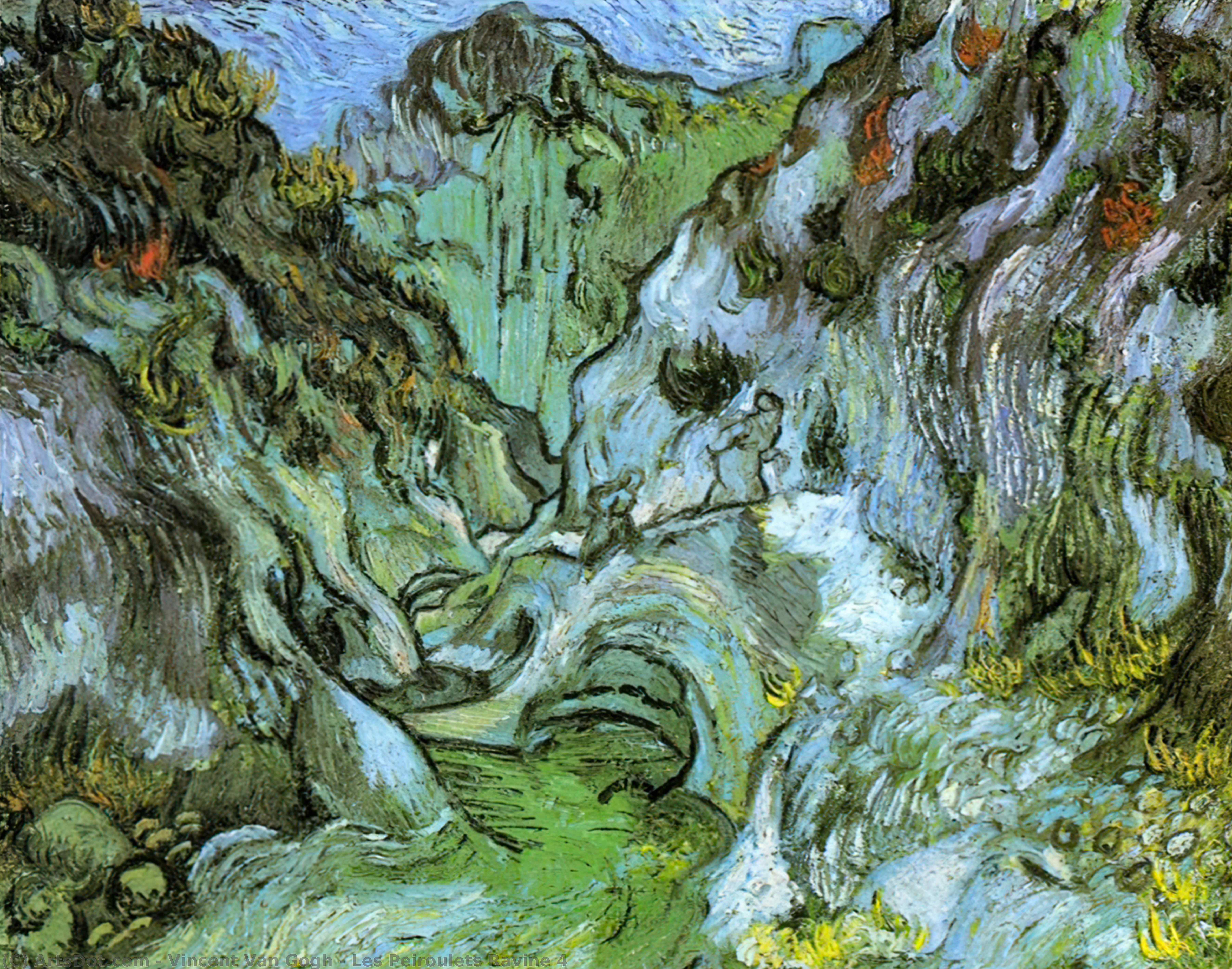 Order Oil Painting Replica Les Peiroulets Ravine 4 by Vincent Van Gogh (1853-1890, Netherlands) | ArtsDot.com