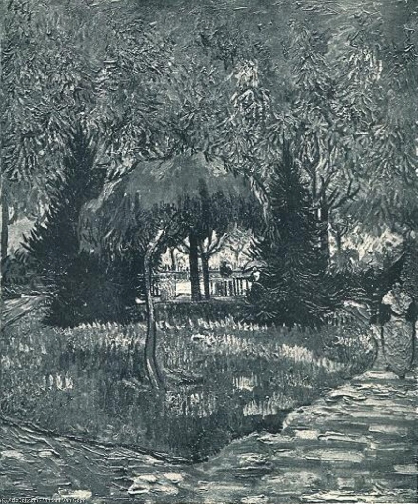 Order Art Reproductions Park at Arles with the Entrance Seen through the Trees, The by Vincent Van Gogh (1853-1890, Netherlands) | ArtsDot.com