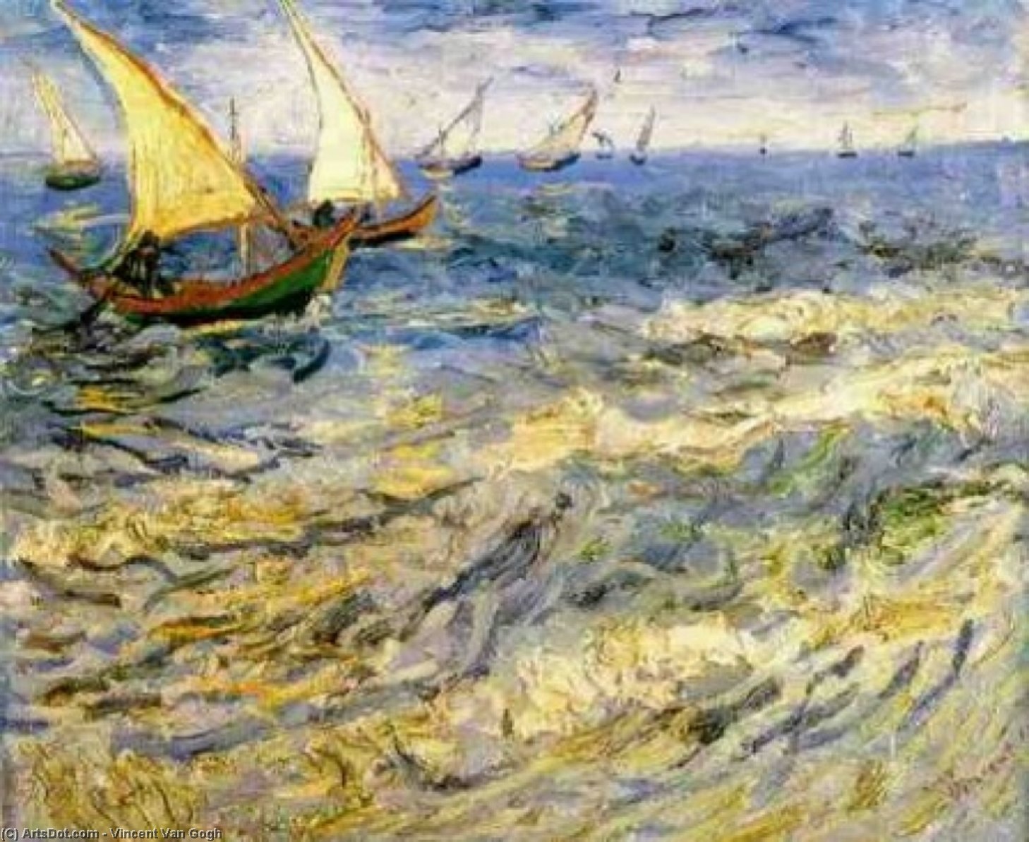 Order Oil Painting Replica Seascape at Saintes-Maries 2 by Vincent Van Gogh (1853-1890, Netherlands) | ArtsDot.com