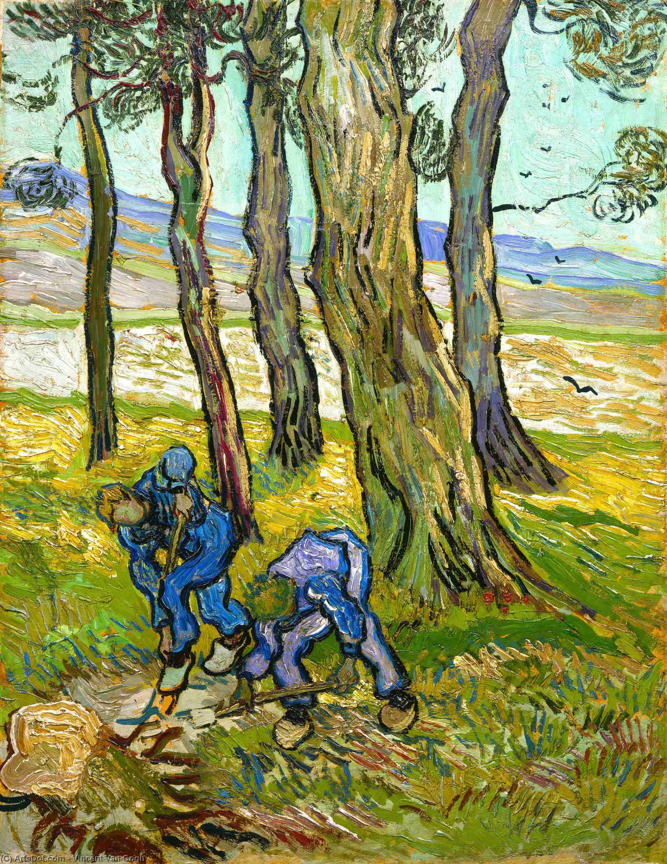 Buy Museum Art Reproductions Two Diggers Among Trees, 1889 by Vincent Van Gogh (1853-1890, Netherlands) | ArtsDot.com