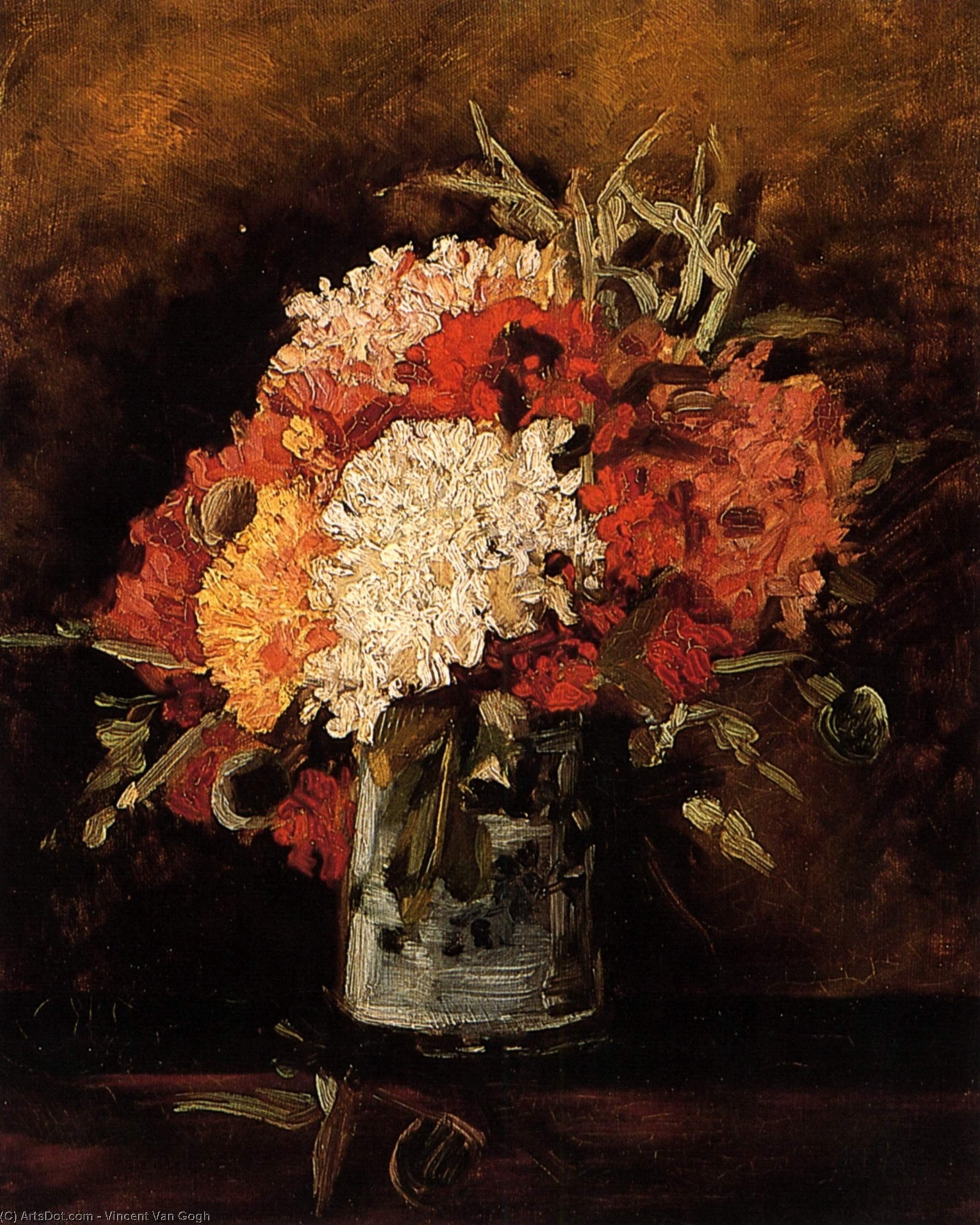 Order Oil Painting Replica Vase with Carnations, 1886 by Vincent Van Gogh (1853-1890, Netherlands) | ArtsDot.com