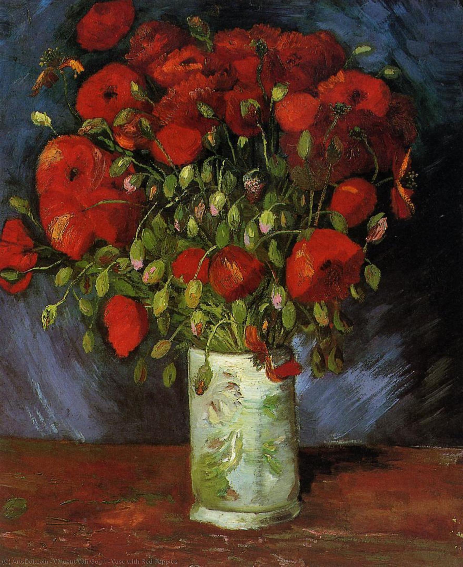Order Artwork Replica Vase with Red Poppies, 1886 by Vincent Van Gogh (1853-1890, Netherlands) | ArtsDot.com
