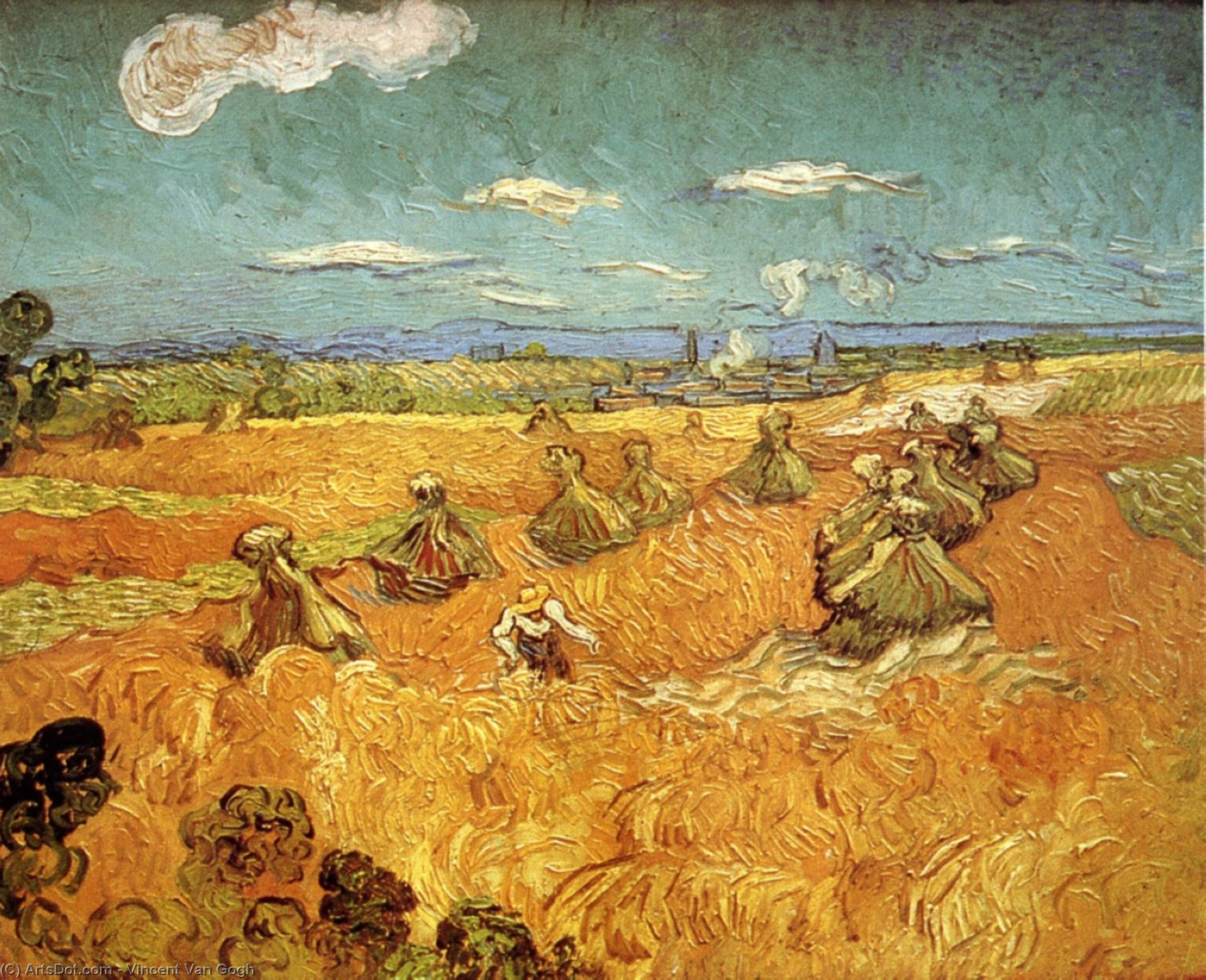 Order Art Reproductions Wheat Stacks with Reaper, 1888 by Vincent Van Gogh (1853-1890, Netherlands) | ArtsDot.com
