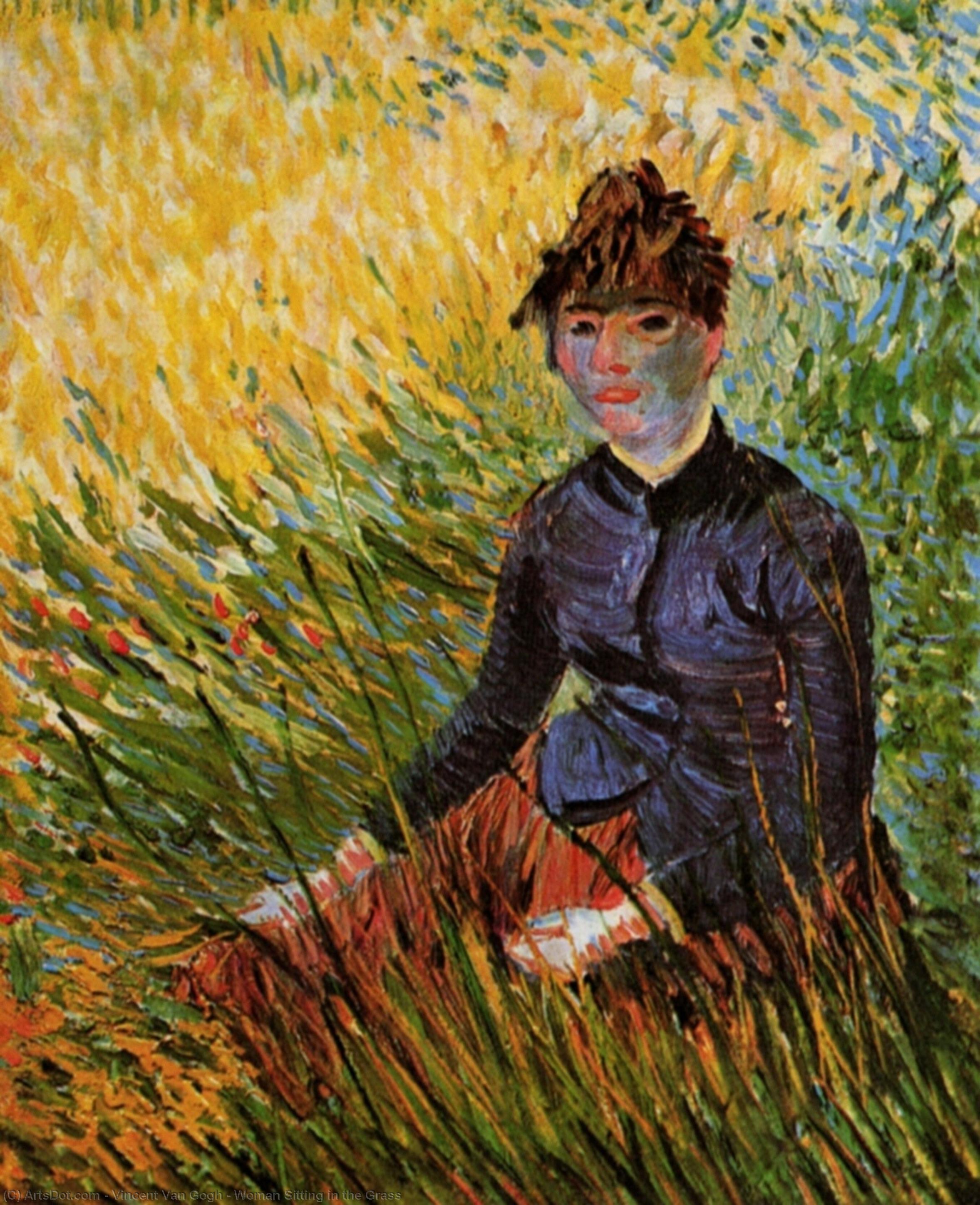 Buy Museum Art Reproductions Woman Sitting in the Grass, 1887 by Vincent Van Gogh (1853-1890, Netherlands) | ArtsDot.com