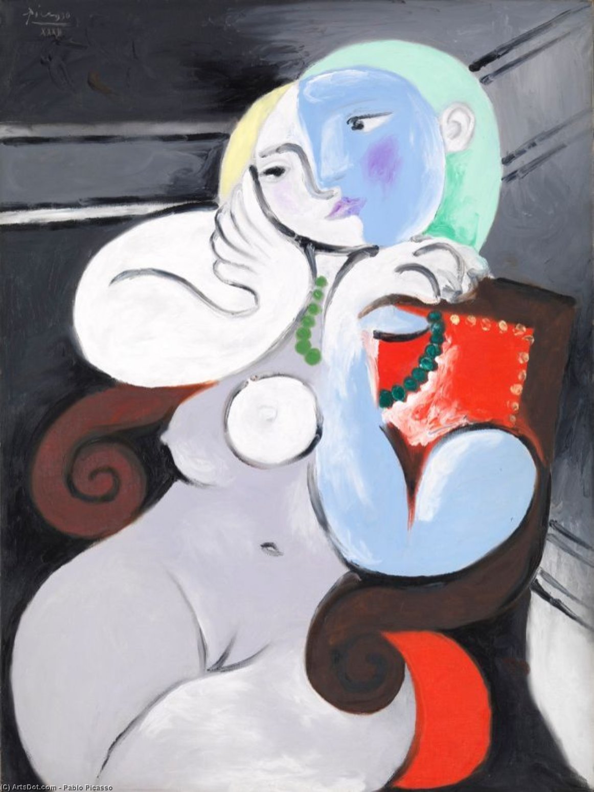 Order Paintings Reproductions Nude Woman in Red Armchair, 1932 by Pablo Picasso (Inspired By) (1881-1973, Spain) | ArtsDot.com