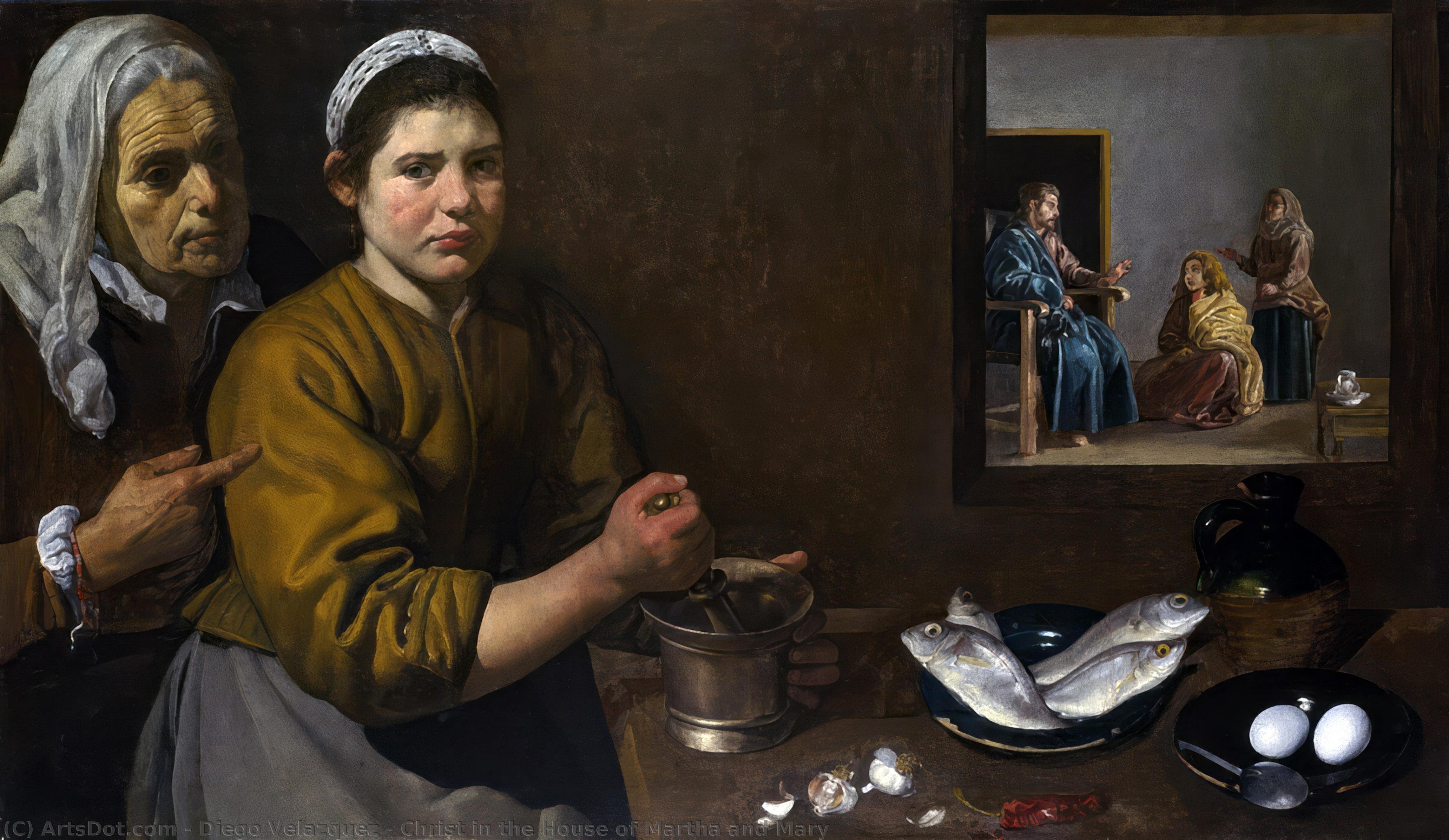 Order Paintings Reproductions Christ in the House of Martha and Mary by Diego Velazquez (1599-1660, Spain) | ArtsDot.com