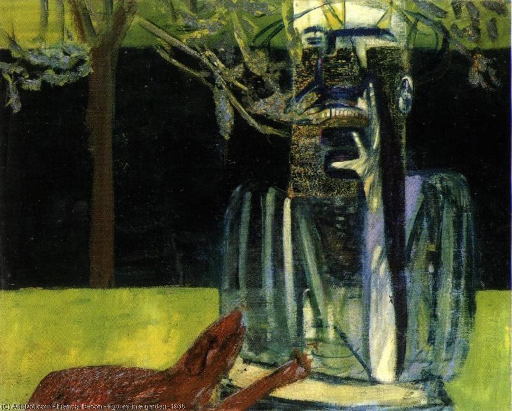 Order Art Reproductions figures in a garden, 1936 by Francis Bacon (Inspired By) (1909-1992, Ireland) | ArtsDot.com