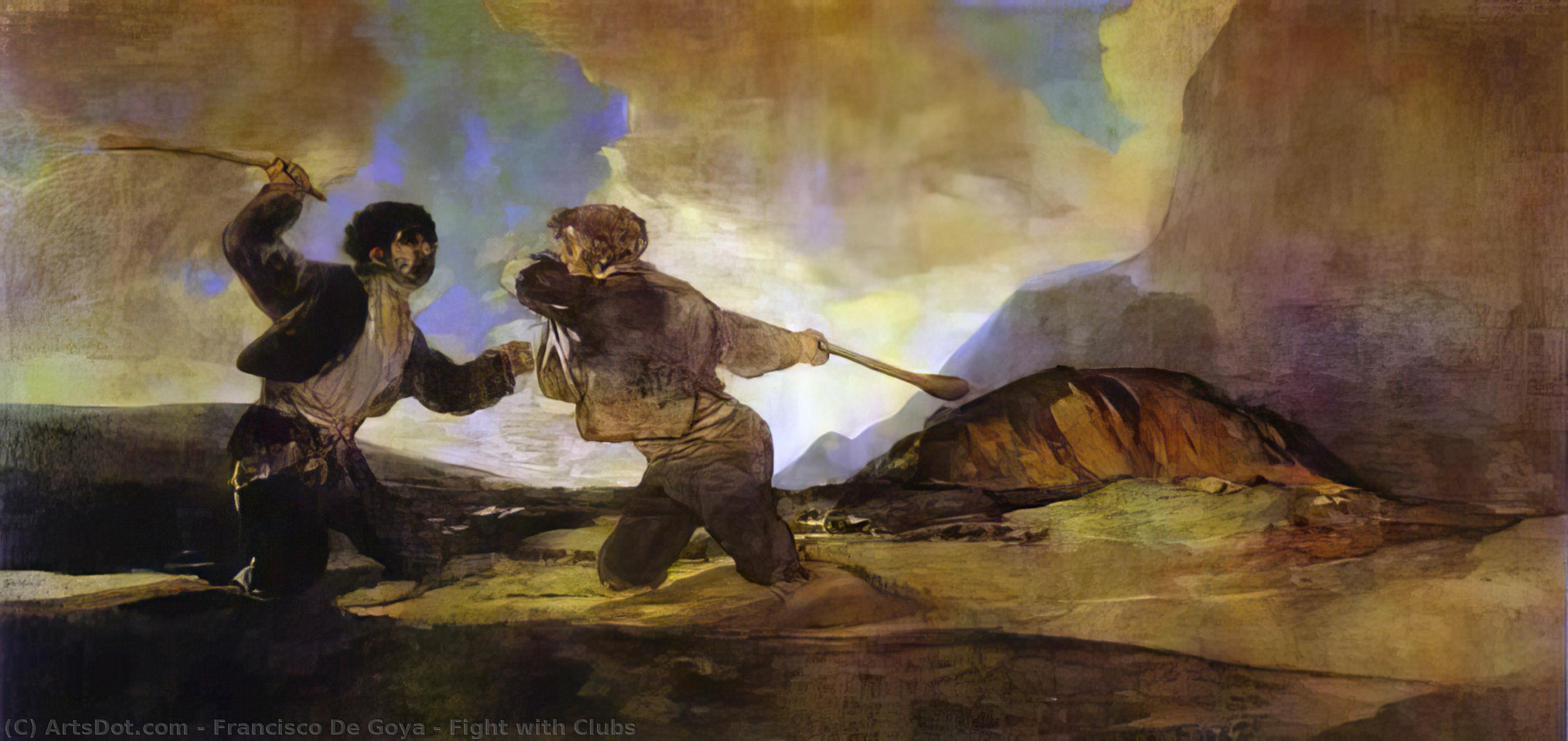 Buy Museum Art Reproductions Fight with Clubs by Francisco De Goya (1746-1828, Spain) | ArtsDot.com