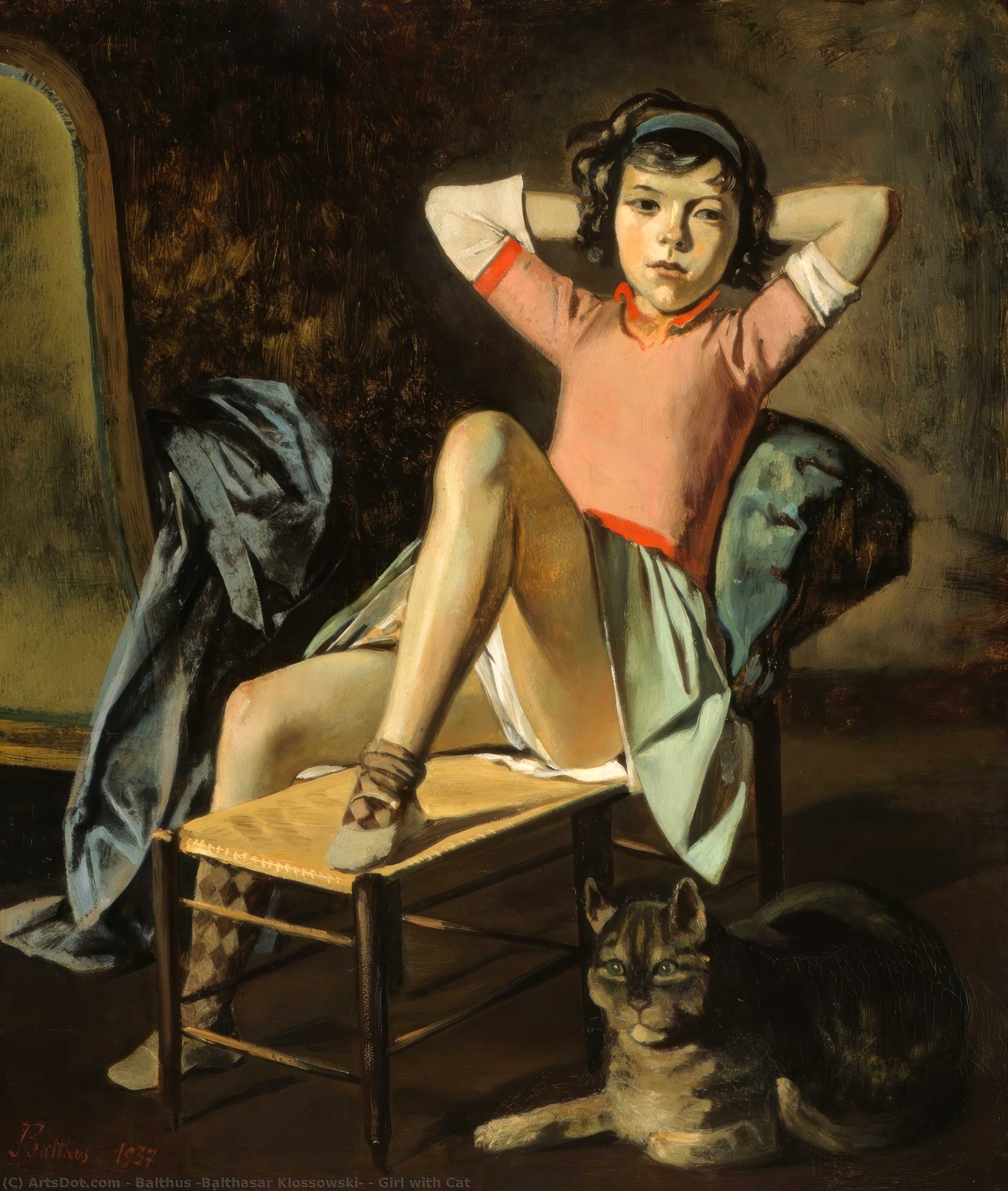 Girl with Cat, 1937 by Balthus (Balthasar Klossowski) (1908-2001, France) Balthus (Balthasar Klossowski) | ArtsDot.com