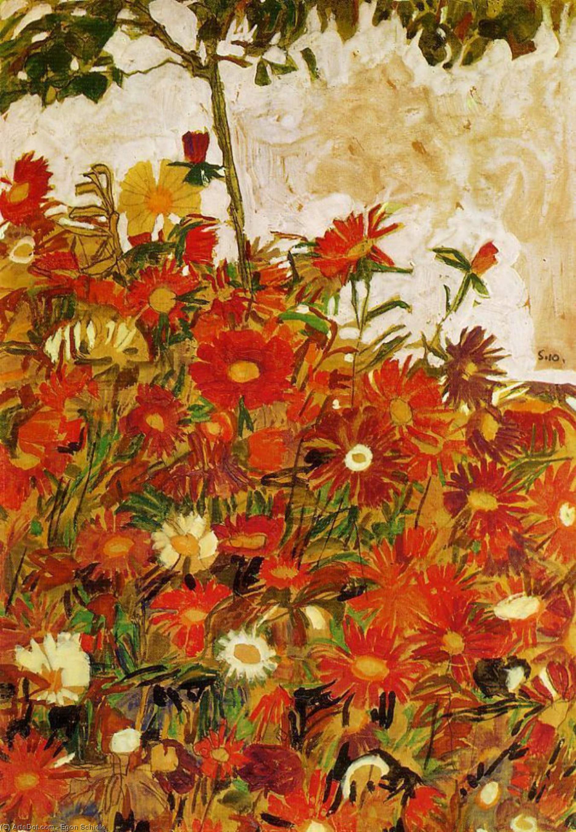Order Oil Painting Replica Field of Flowers, 1910 by Egon Schiele (1890-1918, Croatia) | ArtsDot.com