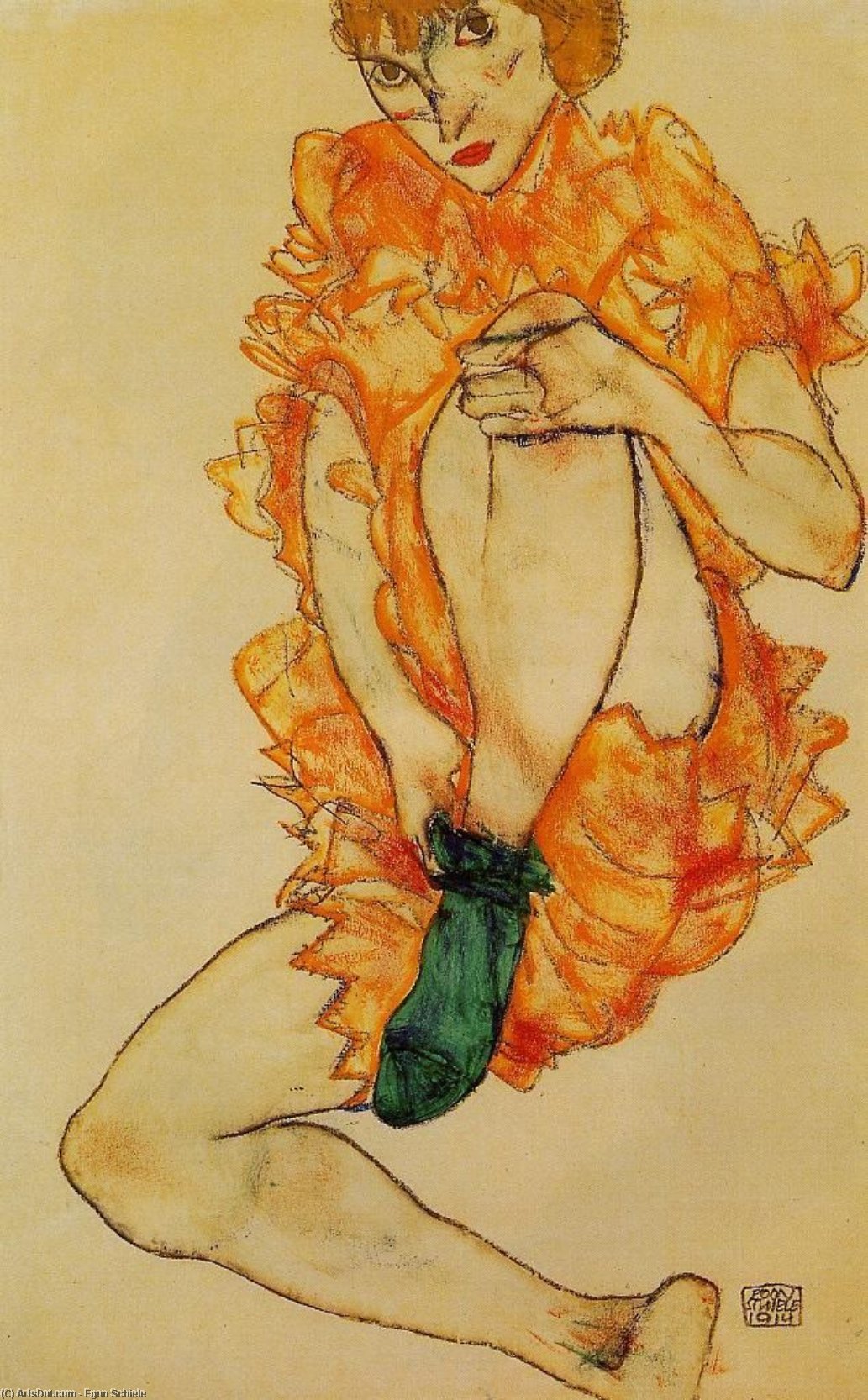 Buy Museum Art Reproductions The Green Stocking, 1914 by Egon Schiele (1890-1918, Croatia) | ArtsDot.com