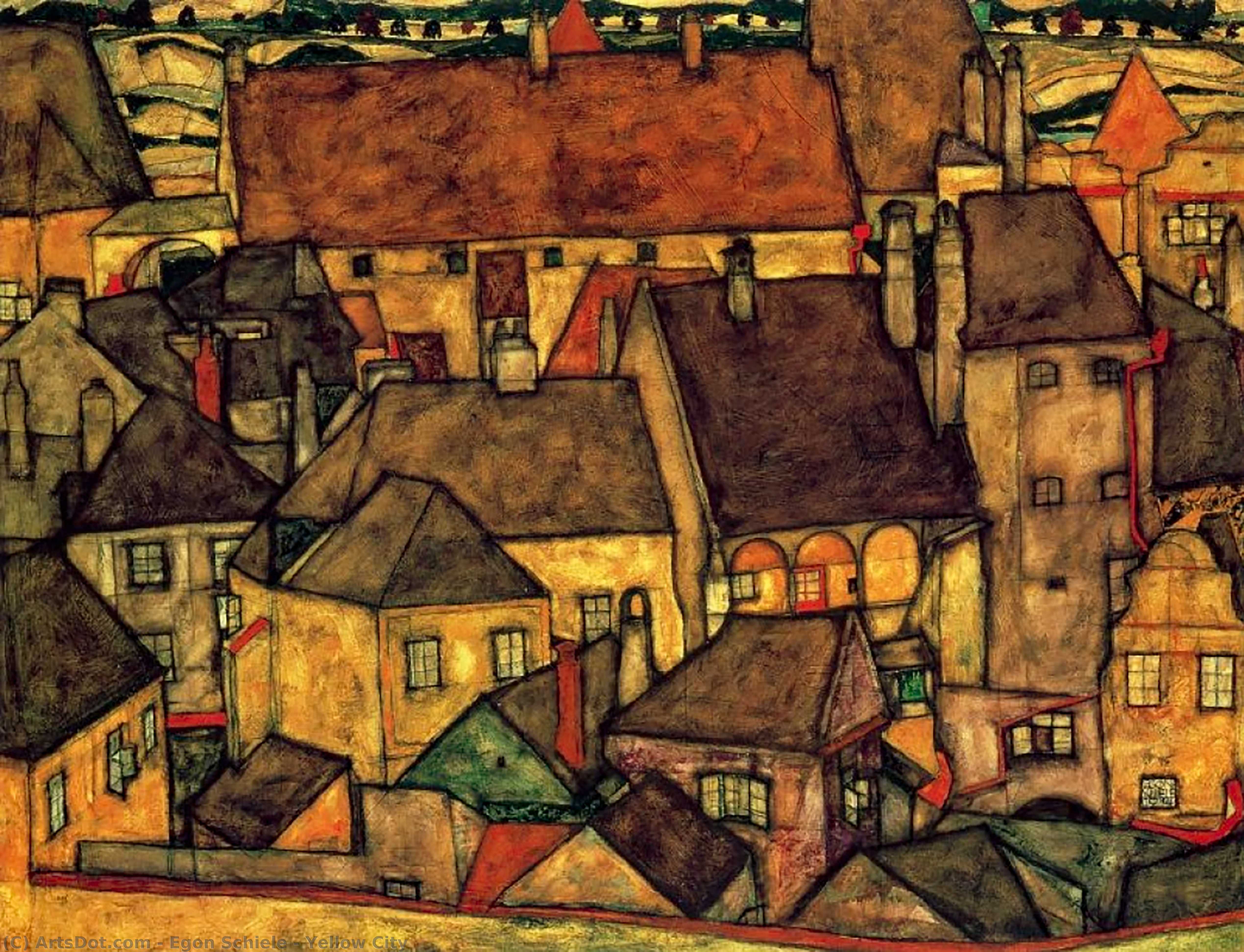 Order Oil Painting Replica Yellow City, 1914 by Egon Schiele (1890-1918, Croatia) | ArtsDot.com