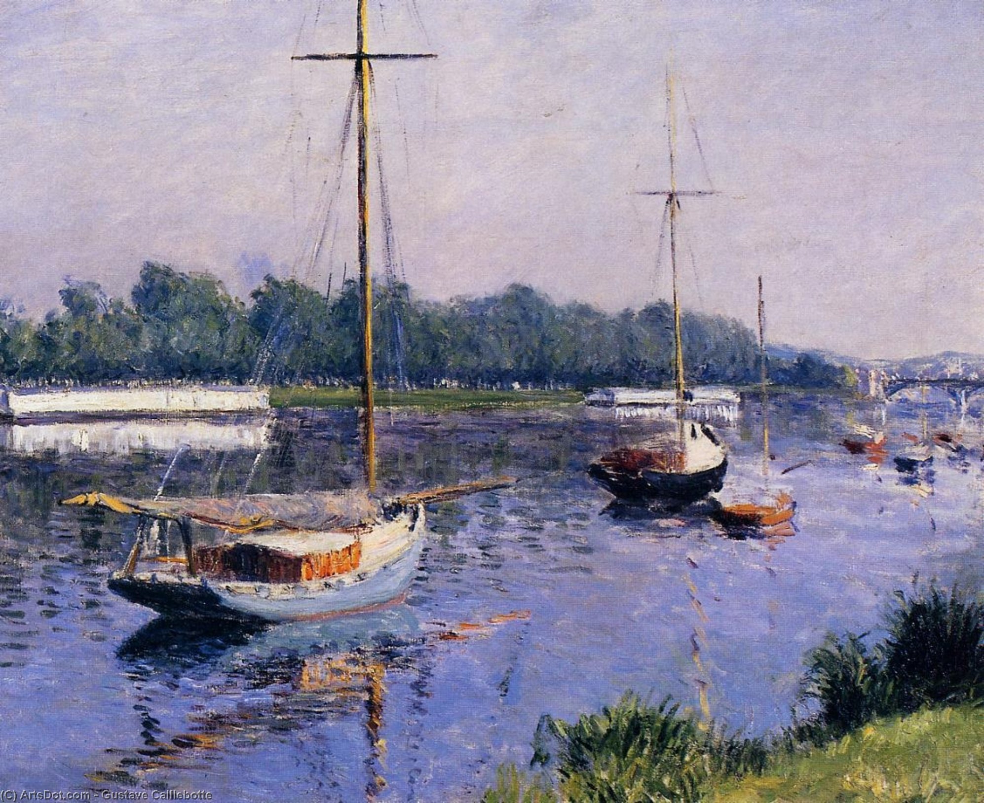 Order Oil Painting Replica The Basin at Argenteuil by Gustave Caillebotte (1848-1894, France) | ArtsDot.com