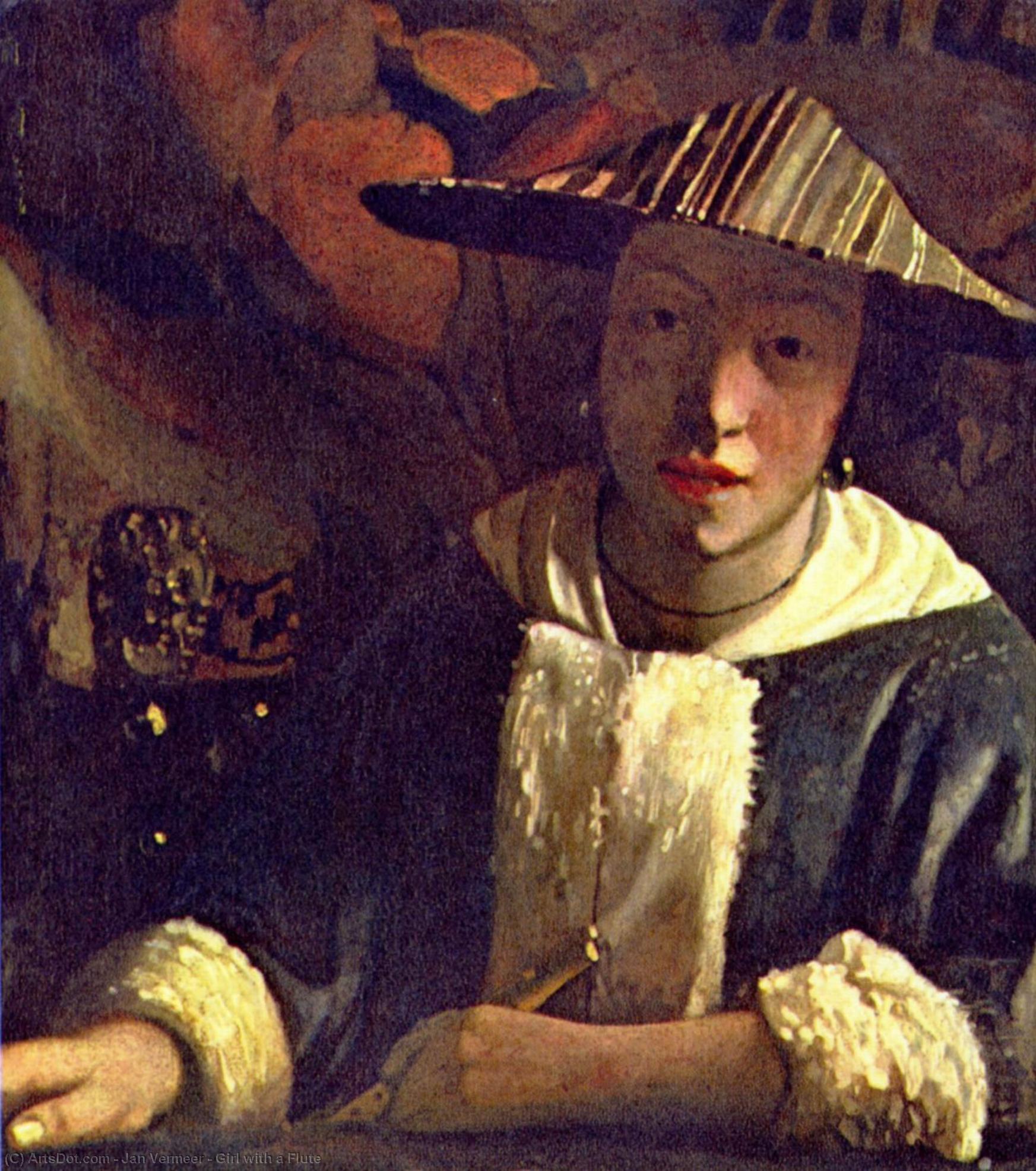 Order Oil Painting Replica Girl with a Flute, 1666 by Johannes Vermeer (1632-1675, Netherlands) | ArtsDot.com