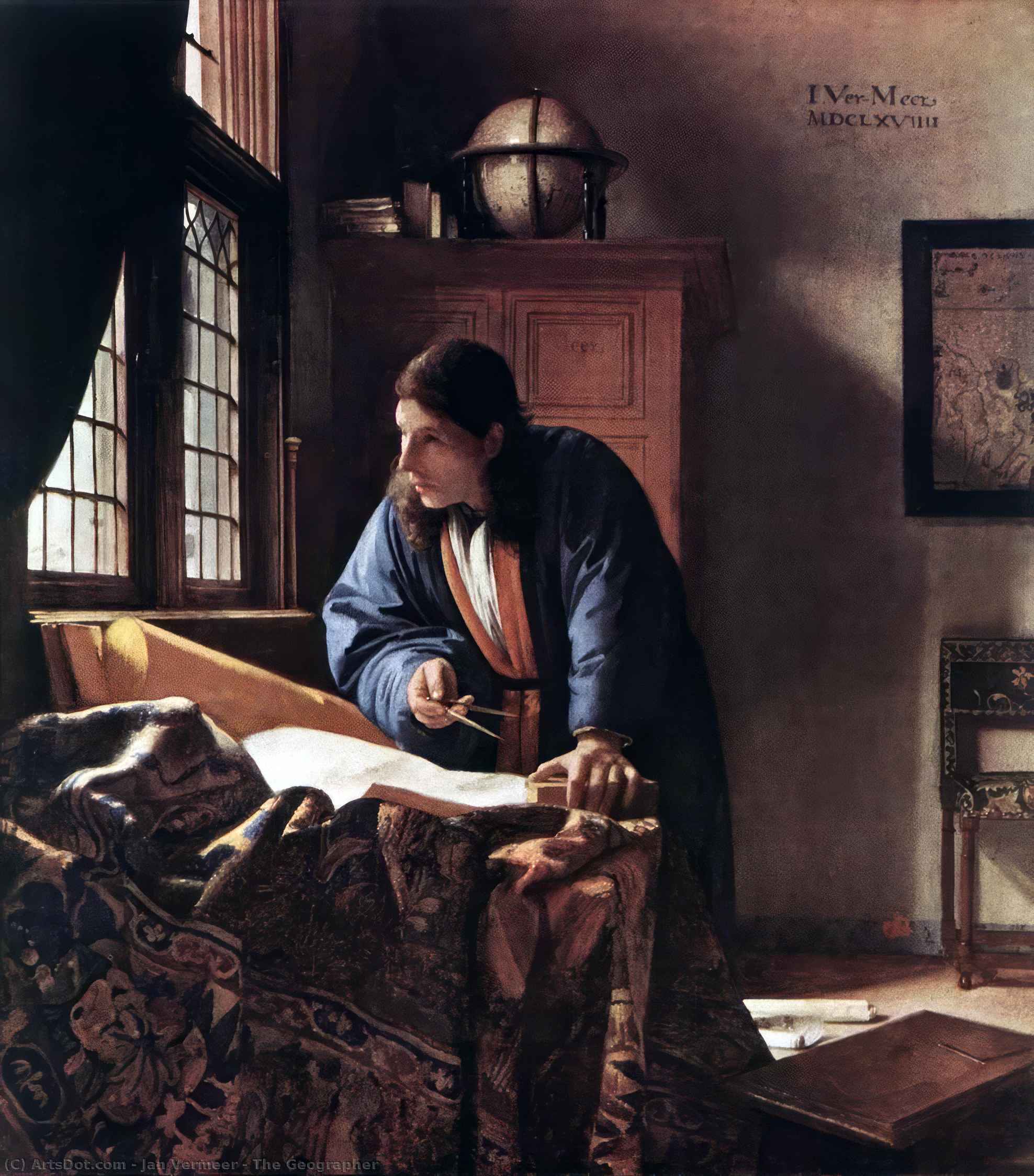 Order Paintings Reproductions The Geographer, 1669 by Johannes Vermeer (1632-1675, Netherlands) | ArtsDot.com