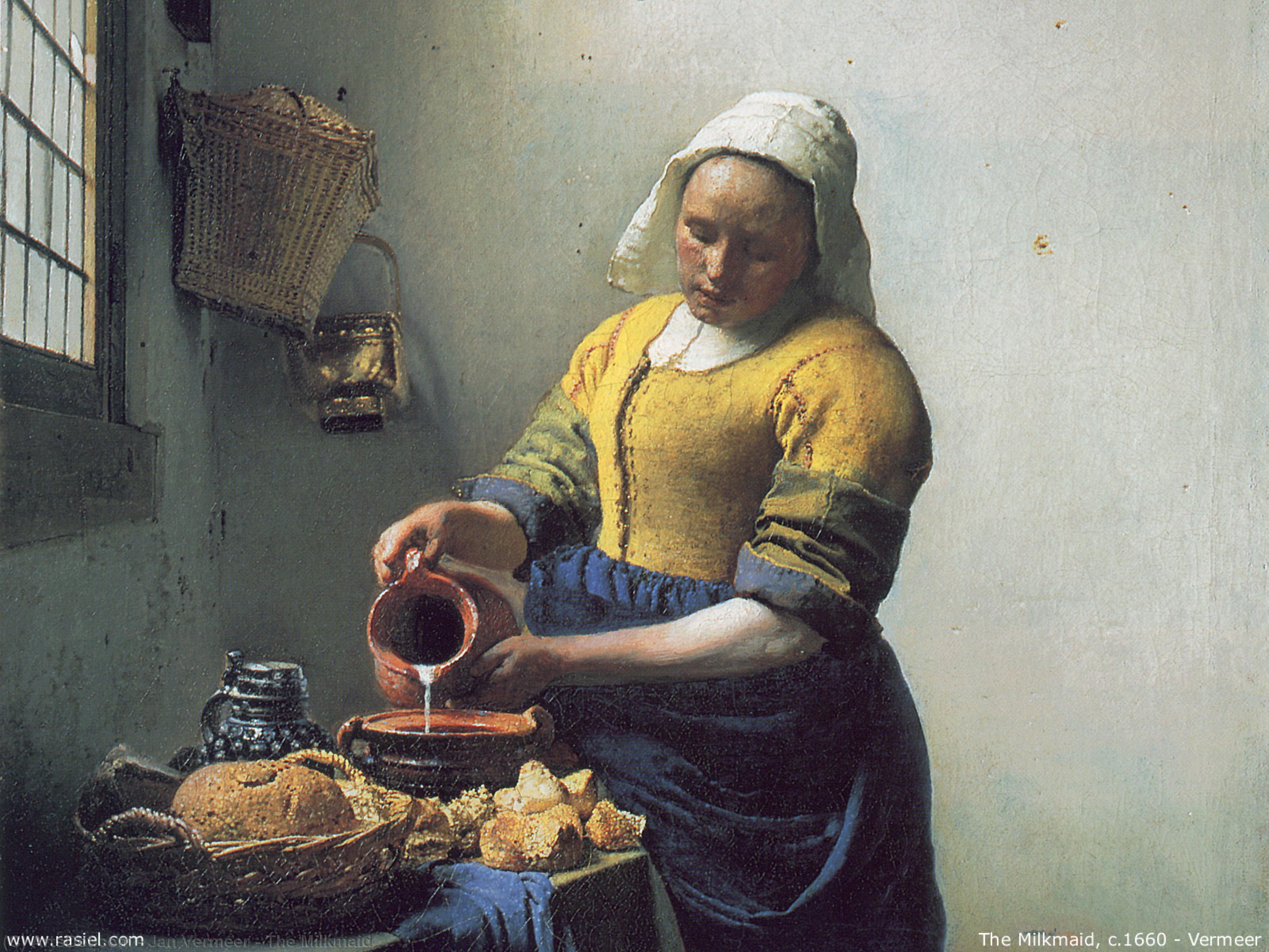 Order Oil Painting Replica The Milkmaid by Johannes Vermeer (1632-1675, Netherlands) | ArtsDot.com