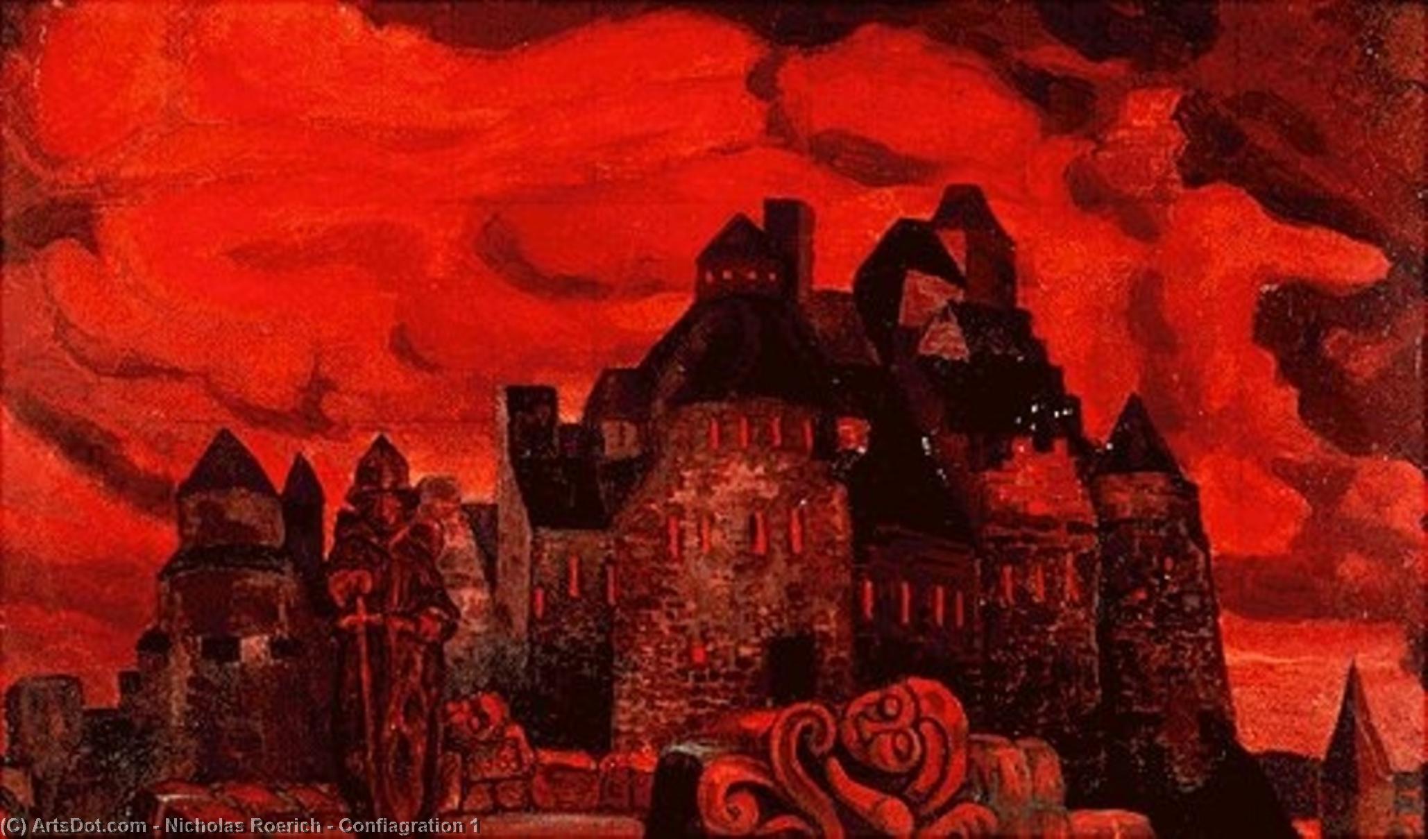Buy Museum Art Reproductions Conflagration 1 by Nicholas Roerich (1874-1947, Russia) | ArtsDot.com