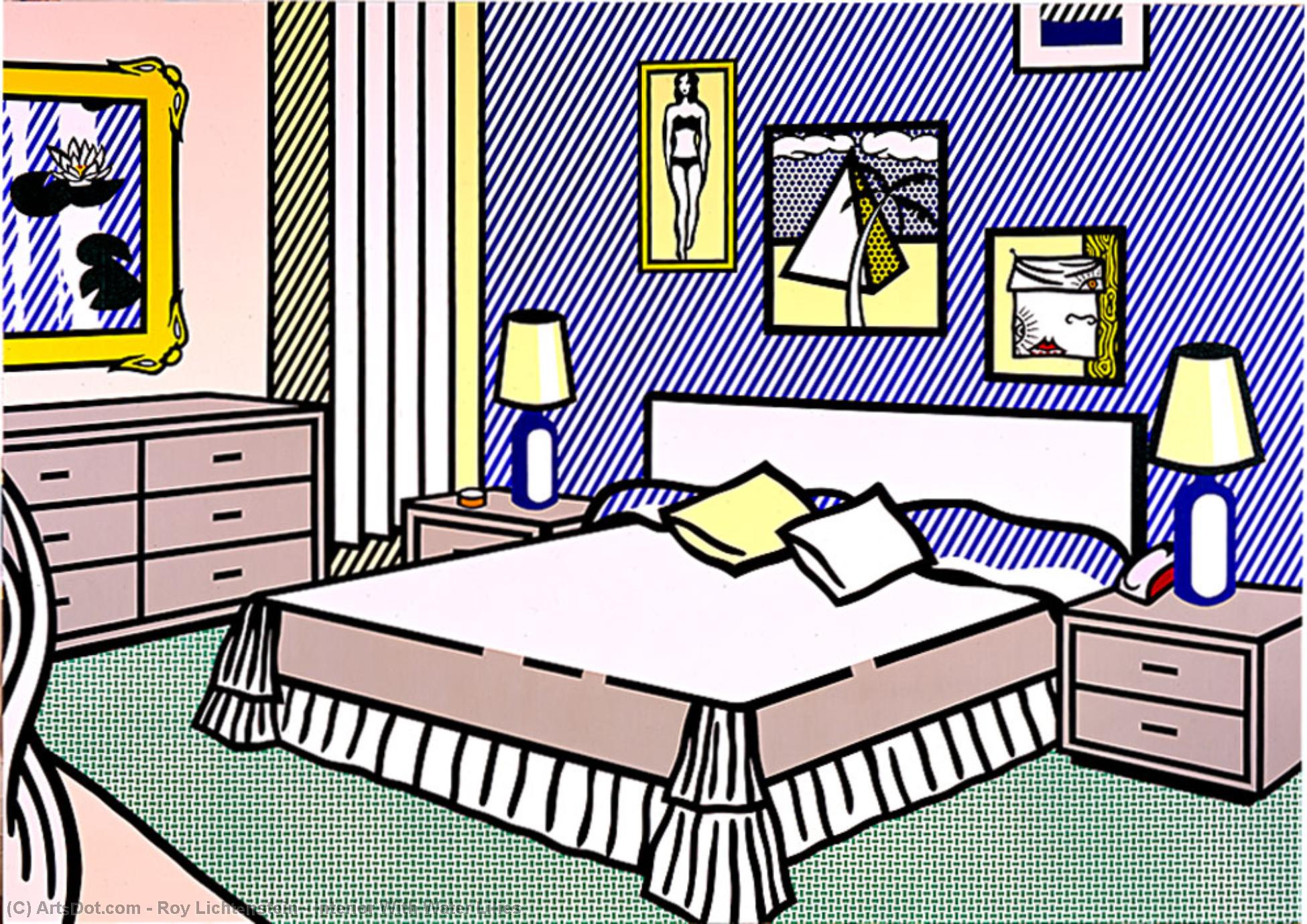 Order Paintings Reproductions Interior With Water Lilies, 1991 by Roy Lichtenstein (Inspired By) (1923-1997, United States) | ArtsDot.com