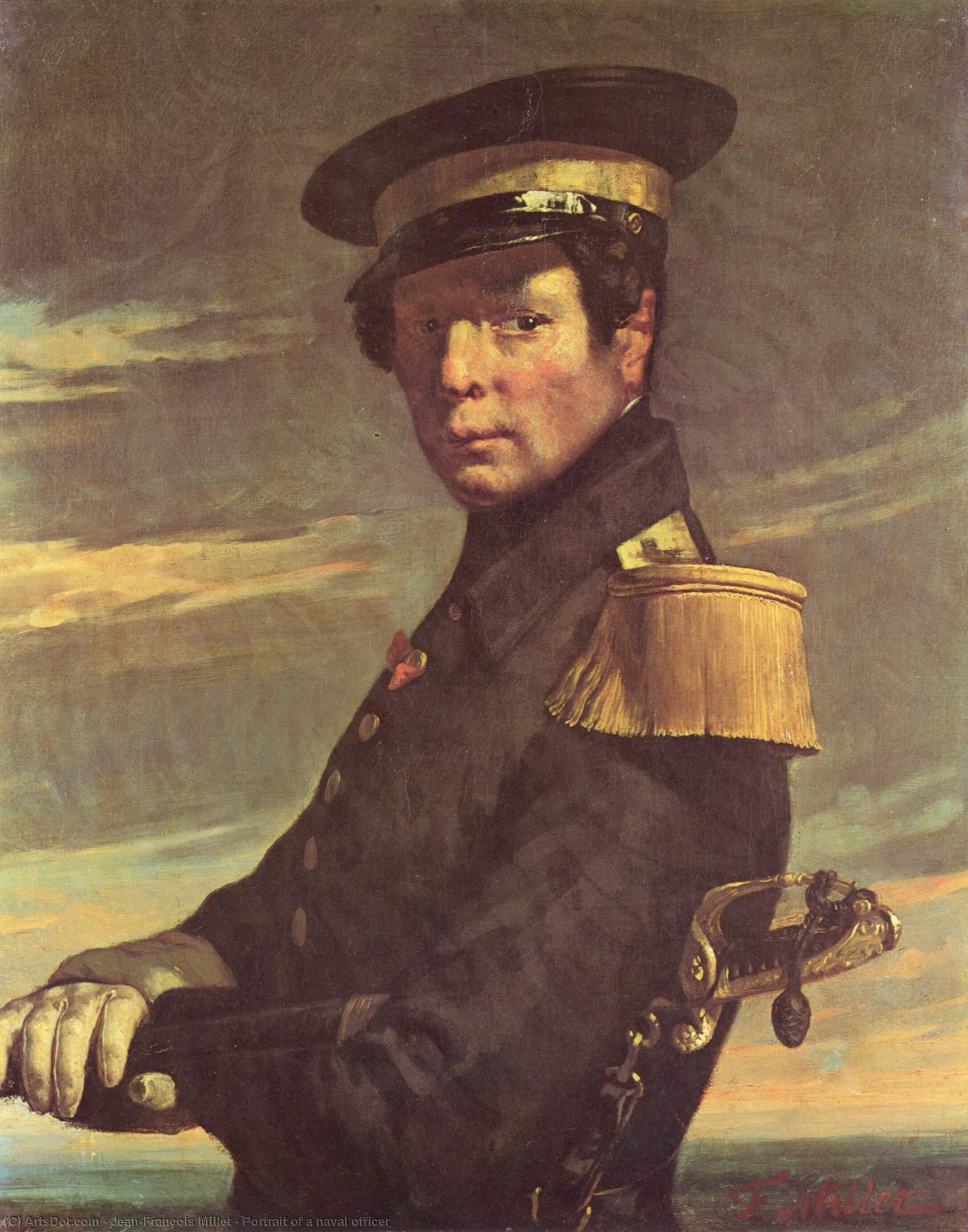 Order Oil Painting Replica Portrait of a naval officer by Jean-François Millet (1814-1875, France) | ArtsDot.com