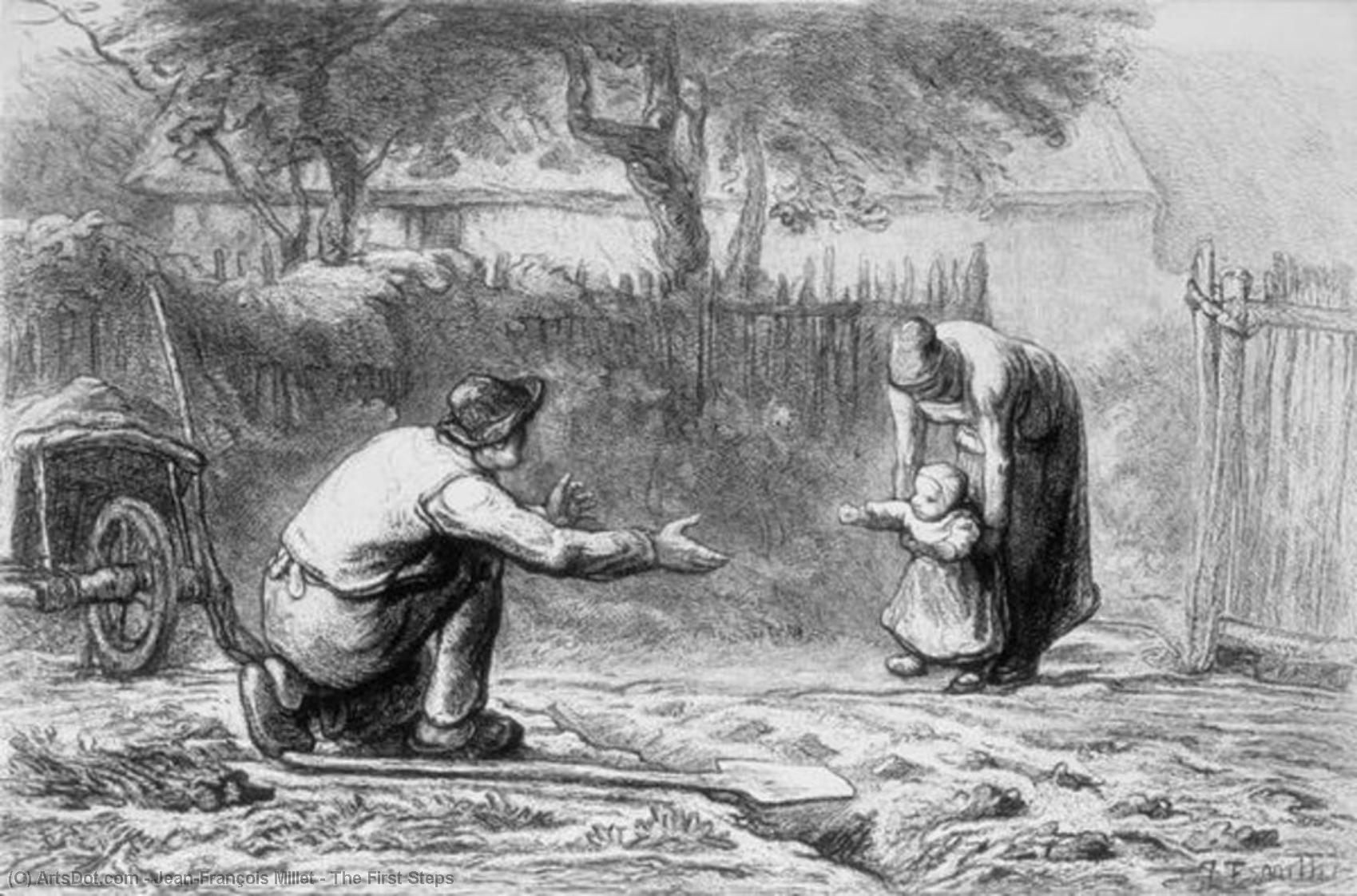 Buy Museum Art Reproductions The First Steps by Jean-François Millet (1814-1875, France) | ArtsDot.com