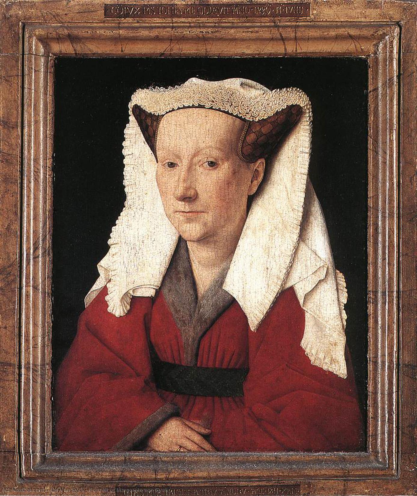 顺序 手工油畫 玛格丽塔·范·艾克的肖像, 1439 通过 Jan Van Eyck (1390-1441, Netherlands) | ArtsDot.com
