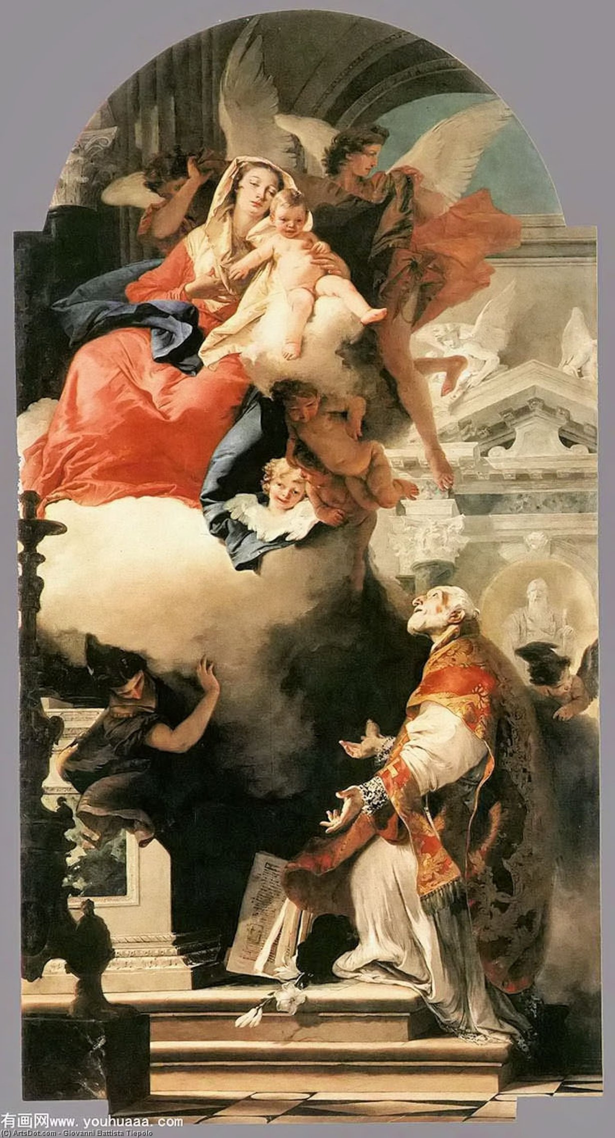 Buy Museum Art Reproductions The Virgin Appearing to St Philip Neri, 1740 by Giovanni Battista Tiepolo (2007-1770, Italy) | ArtsDot.com
