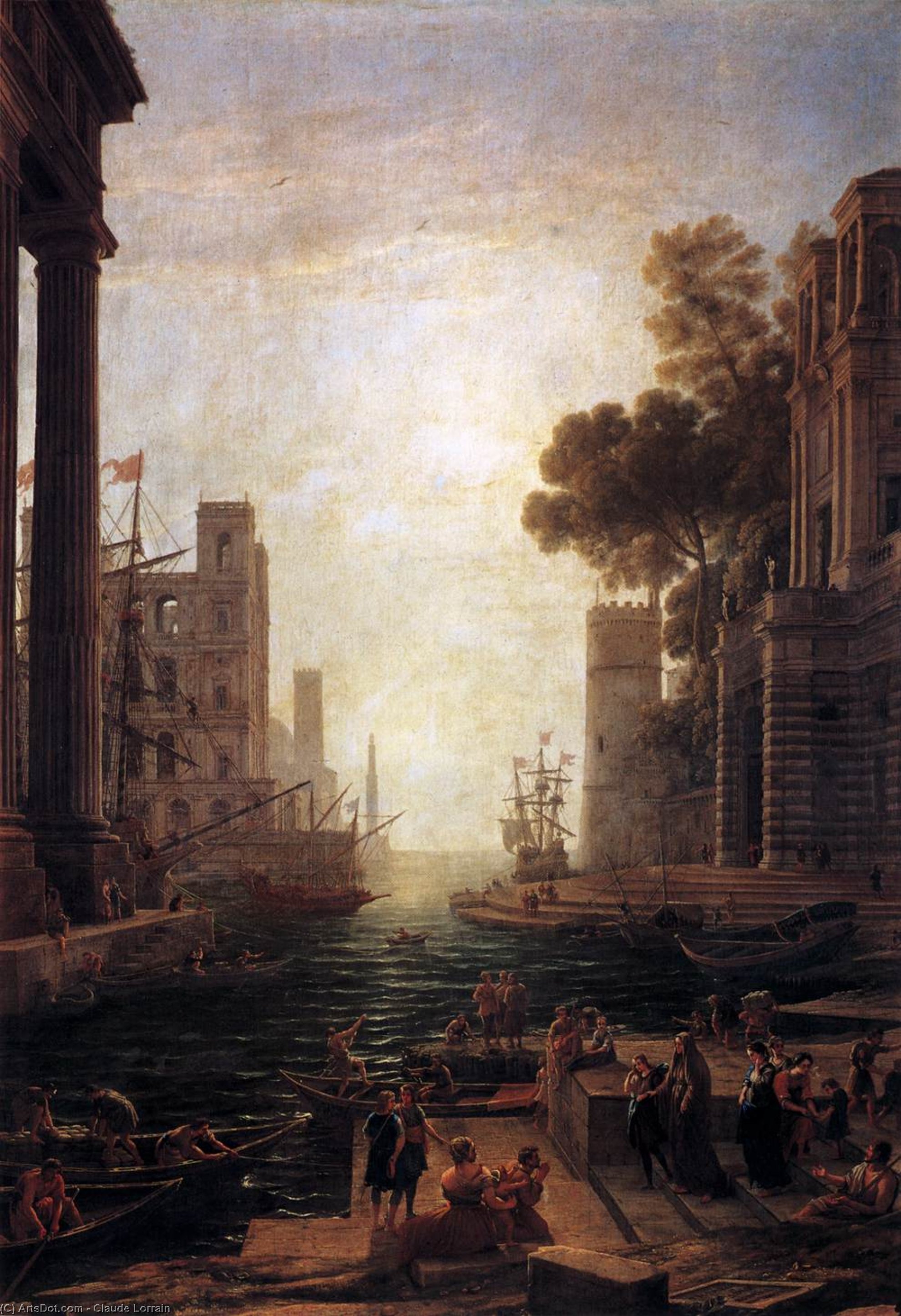 Buy Museum Art Reproductions Embarkation of St Paula Romana at Ostia, 1637 by Claude Lorrain (Claude Gellée) (1600-1682) | ArtsDot.com
