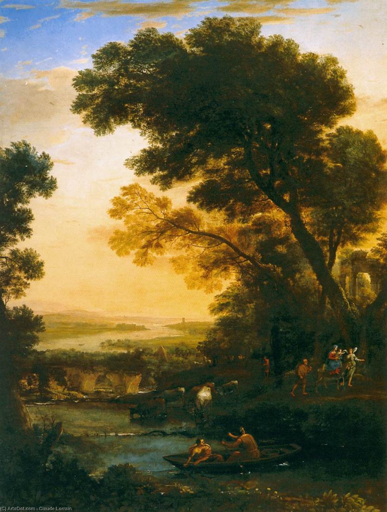 Order Artwork Replica Ideal Landscape with the Flight into Egypt by Claude Lorrain (Claude Gellée) (1600-1682) | ArtsDot.com