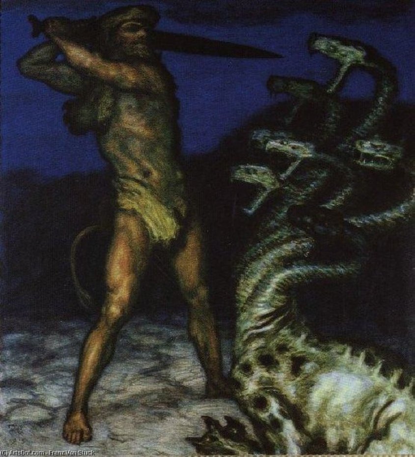 Buy Museum Art Reproductions Hercules and the Hydra, 1915 by Franz Von Stuck (1863-1928, Germany) | ArtsDot.com