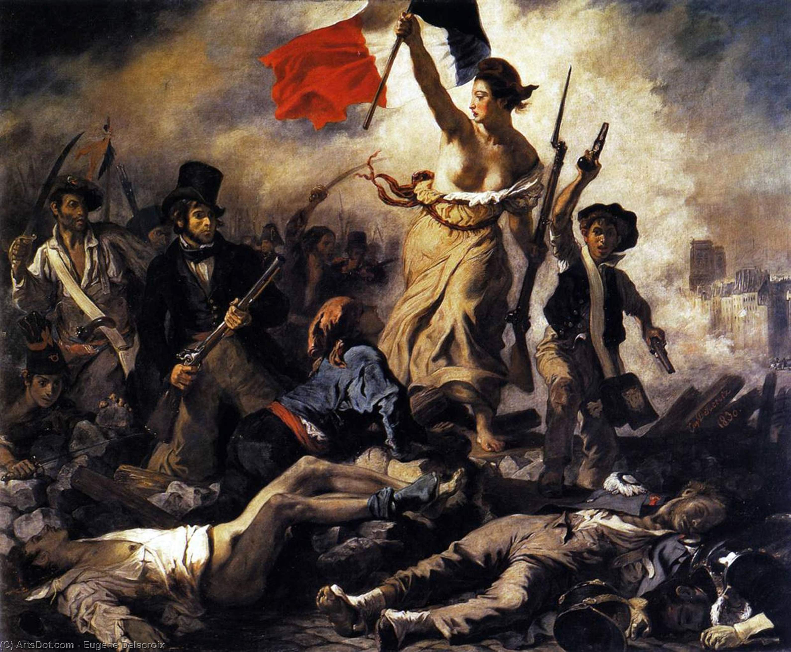 顺序 畫複製 领导人民的自由, 1831 通过 Eugène Delacroix (1798-1863, France) | ArtsDot.com