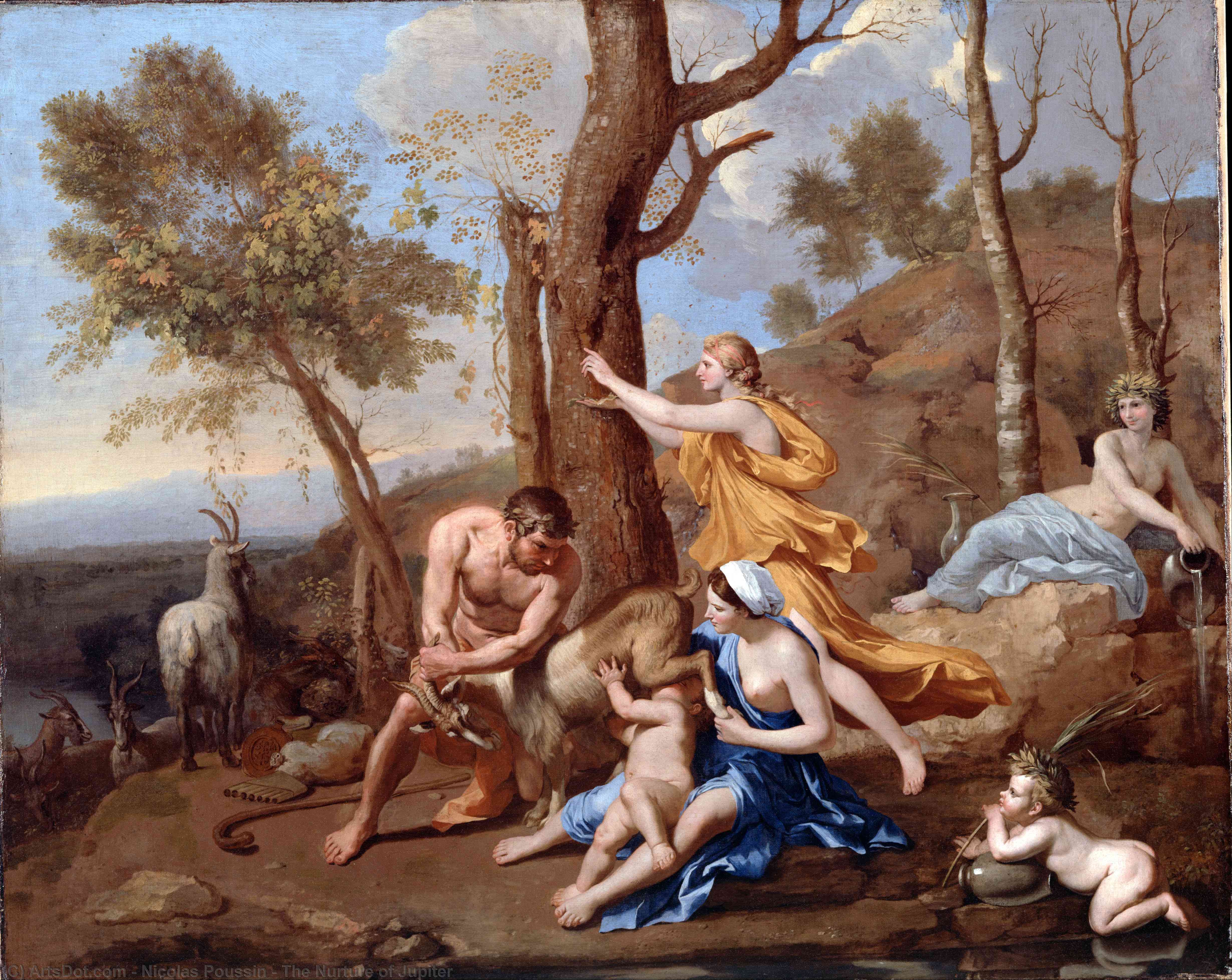 Order Oil Painting Replica The Nurture of Jupiter, 1635 by Nicolas Poussin (1594-1665, France) | ArtsDot.com
