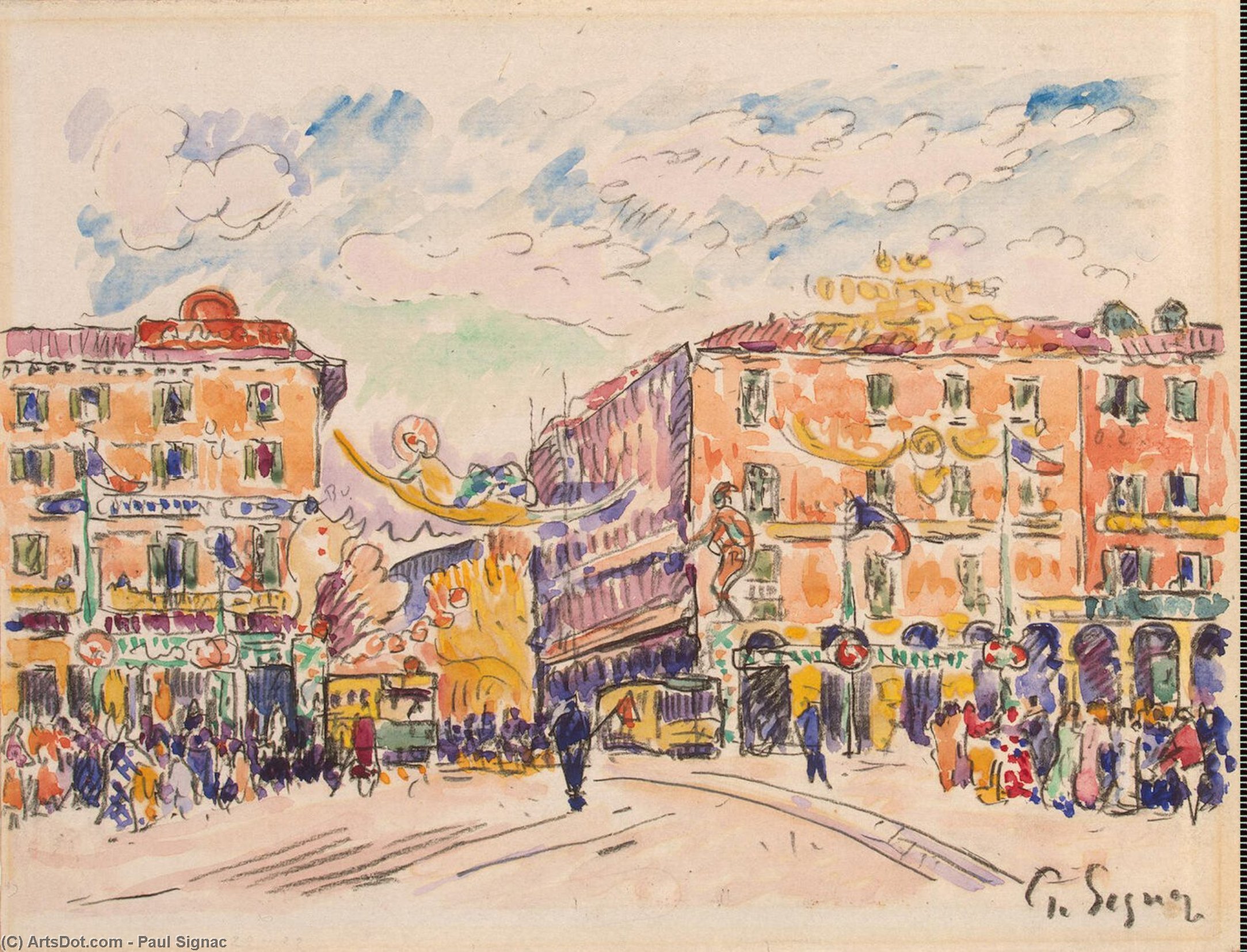 Order Oil Painting Replica City Square by Paul Signac (1863-1935, France) | ArtsDot.com