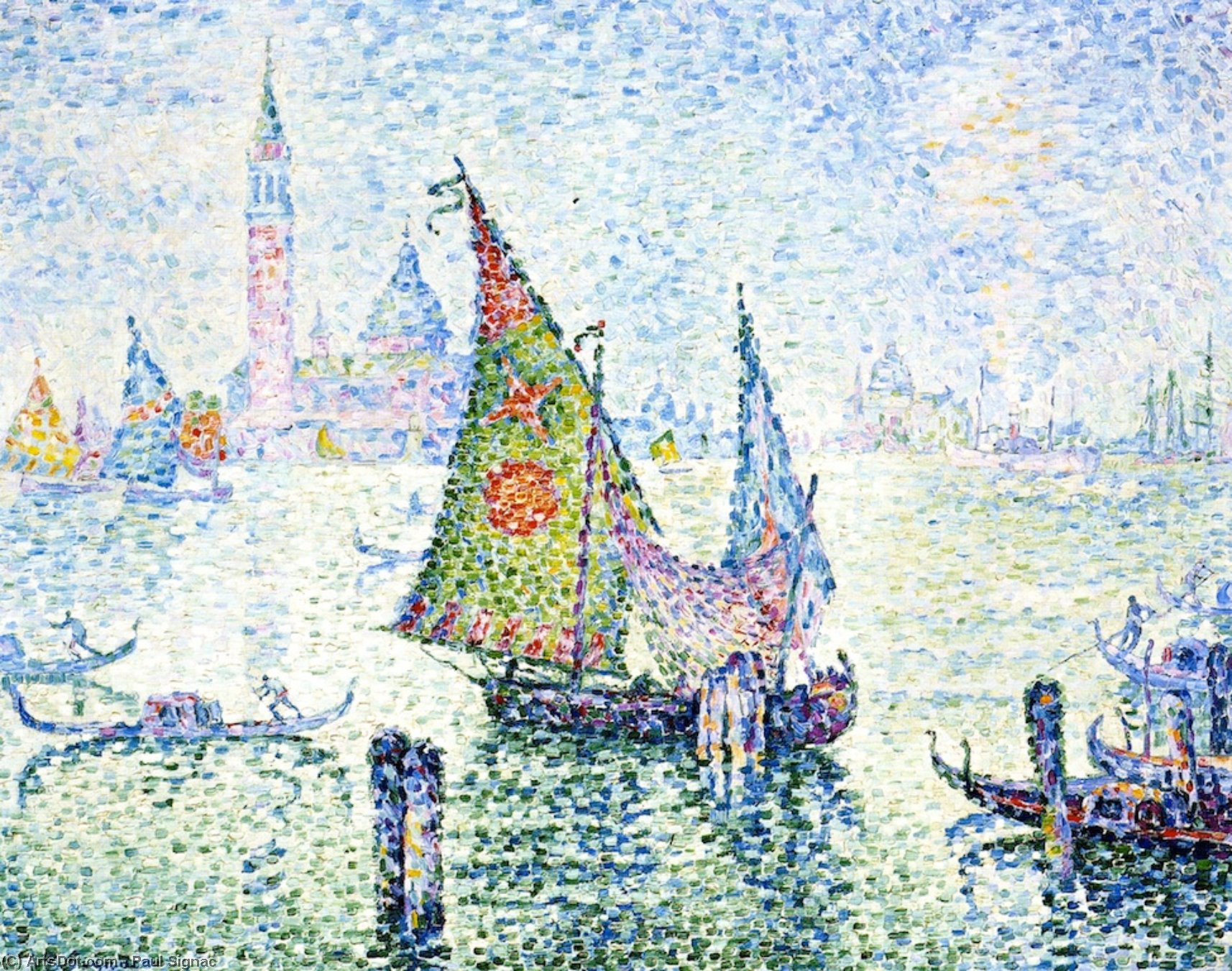 Order Paintings Reproductions The Green Sail, Venice, 1904 by Paul Signac (1863-1935, France) | ArtsDot.com