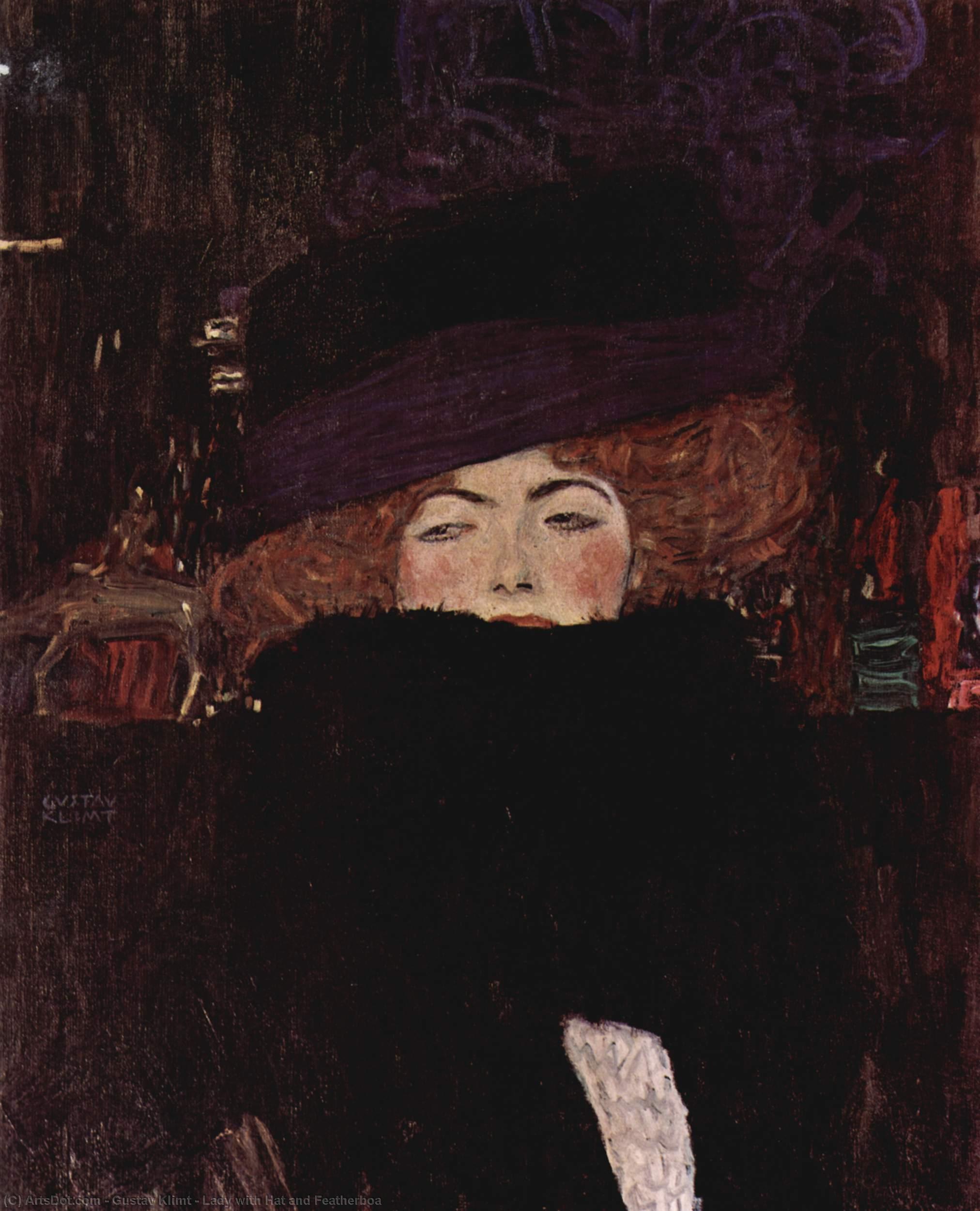 Buy Museum Art Reproductions Lady with Hat and Featherboa, 1909 by Gustave Klimt (1862-1918, Austria) | ArtsDot.com