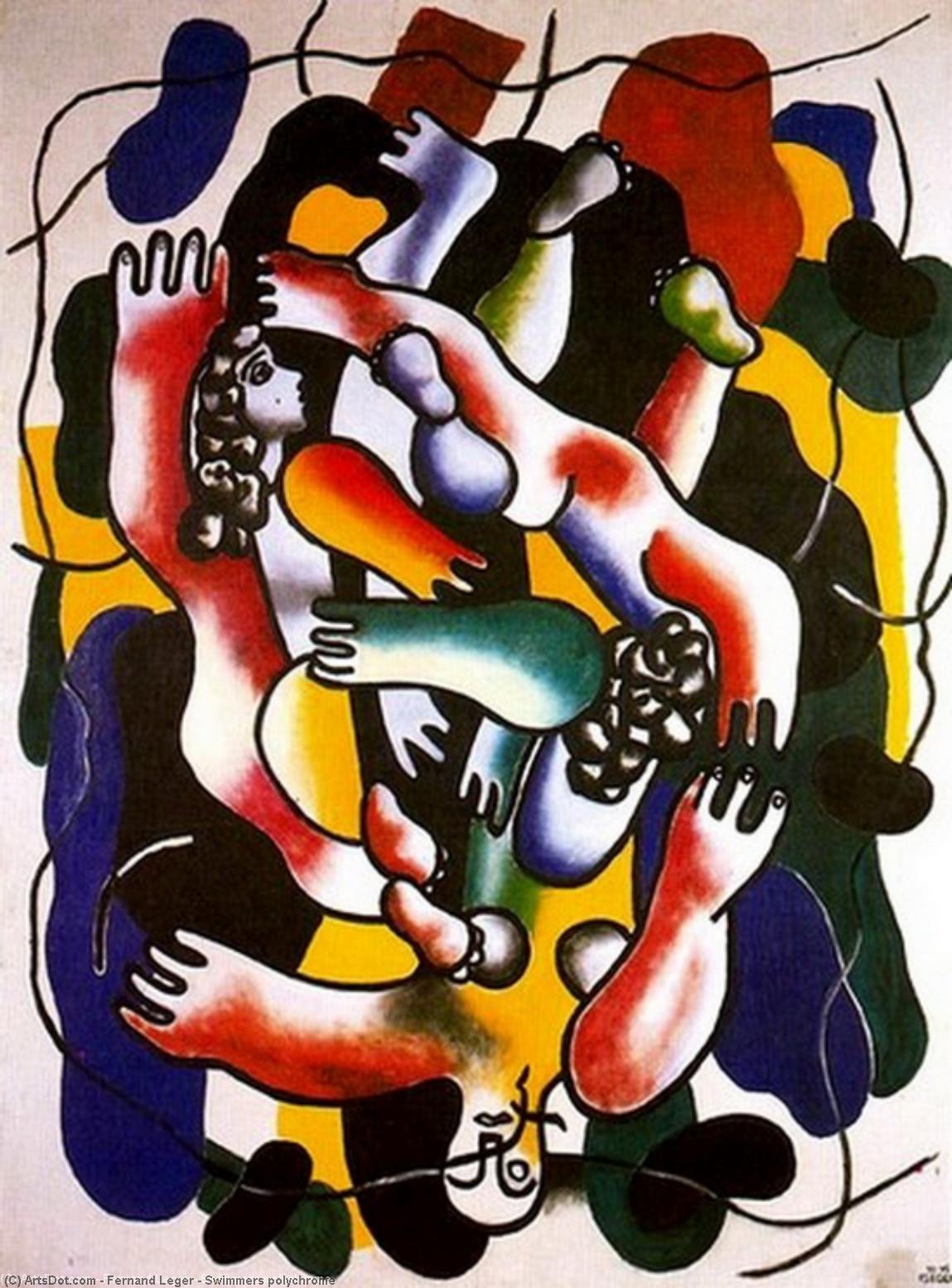 Order Oil Painting Replica Swimmers polychrome by Fernand Leger (Inspired By) (1881-1955, France) | ArtsDot.com