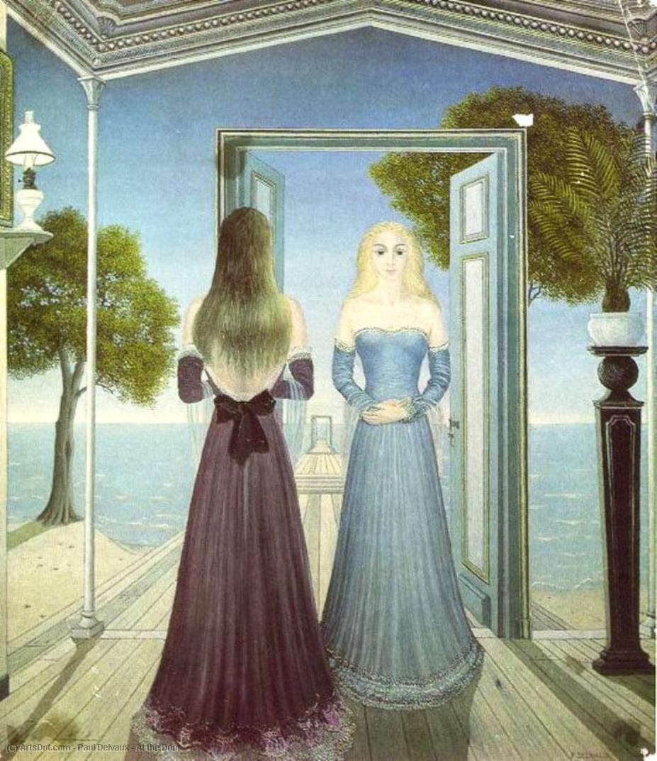 Order Paintings Reproductions At the Door by Paul Delvaux (Inspired By) (1897-1994, Belgium) | ArtsDot.com